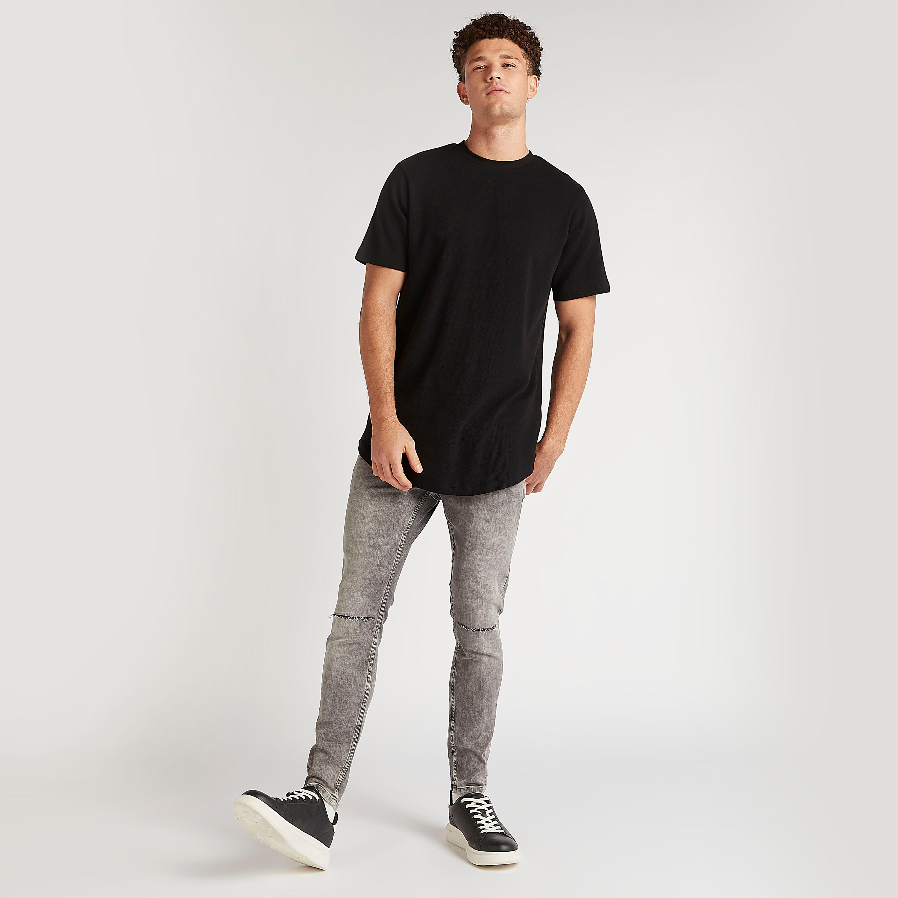 بنطلون جينز دنيم سادة سوبر سكيني فيت مضلّع  بزر إغلاق-men-clothing-bottoms-jeans-image-2