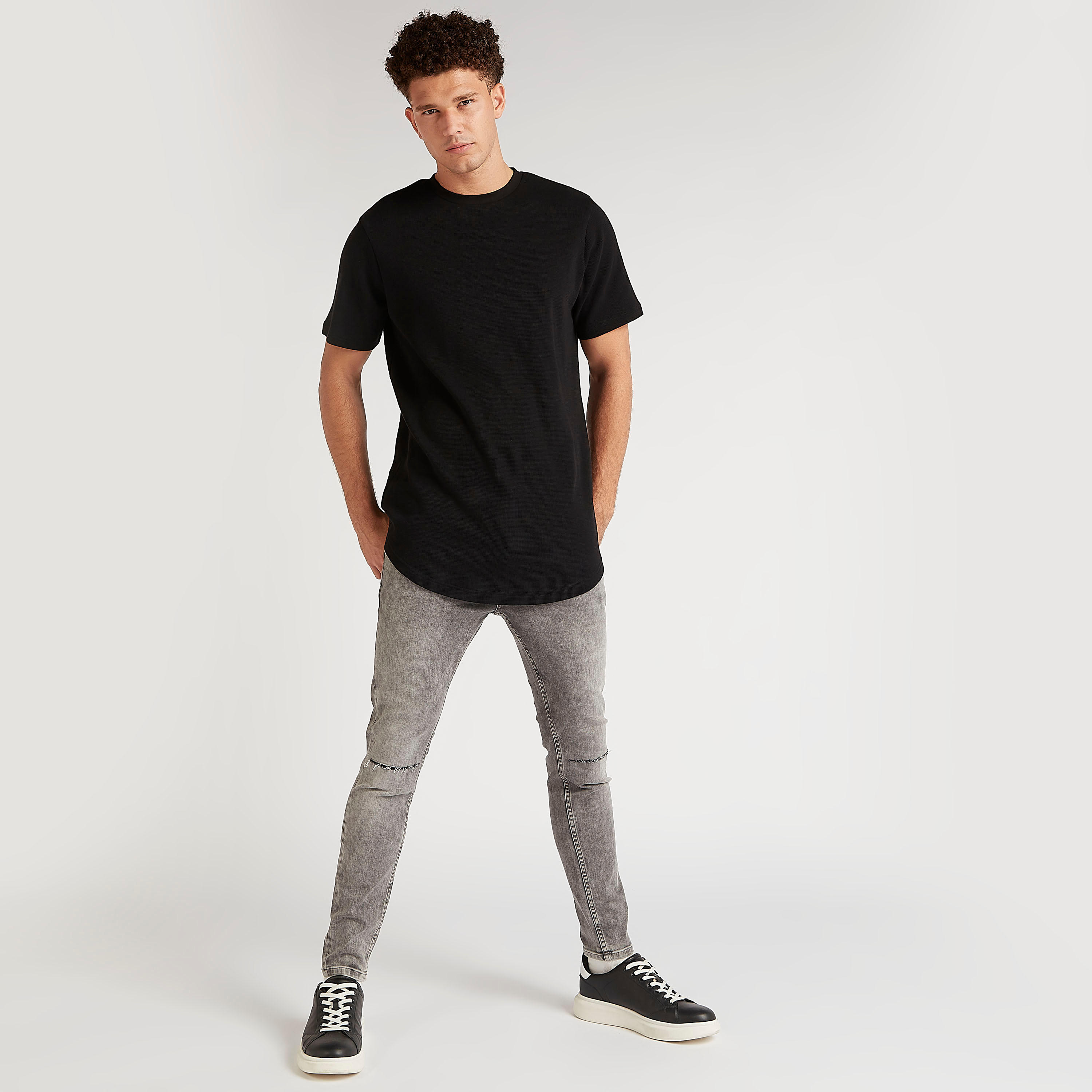 بنطلون جينز دنيم سادة سوبر سكيني فيت مضلّع  بزر إغلاق-men-clothing-bottoms-jeans-image-7