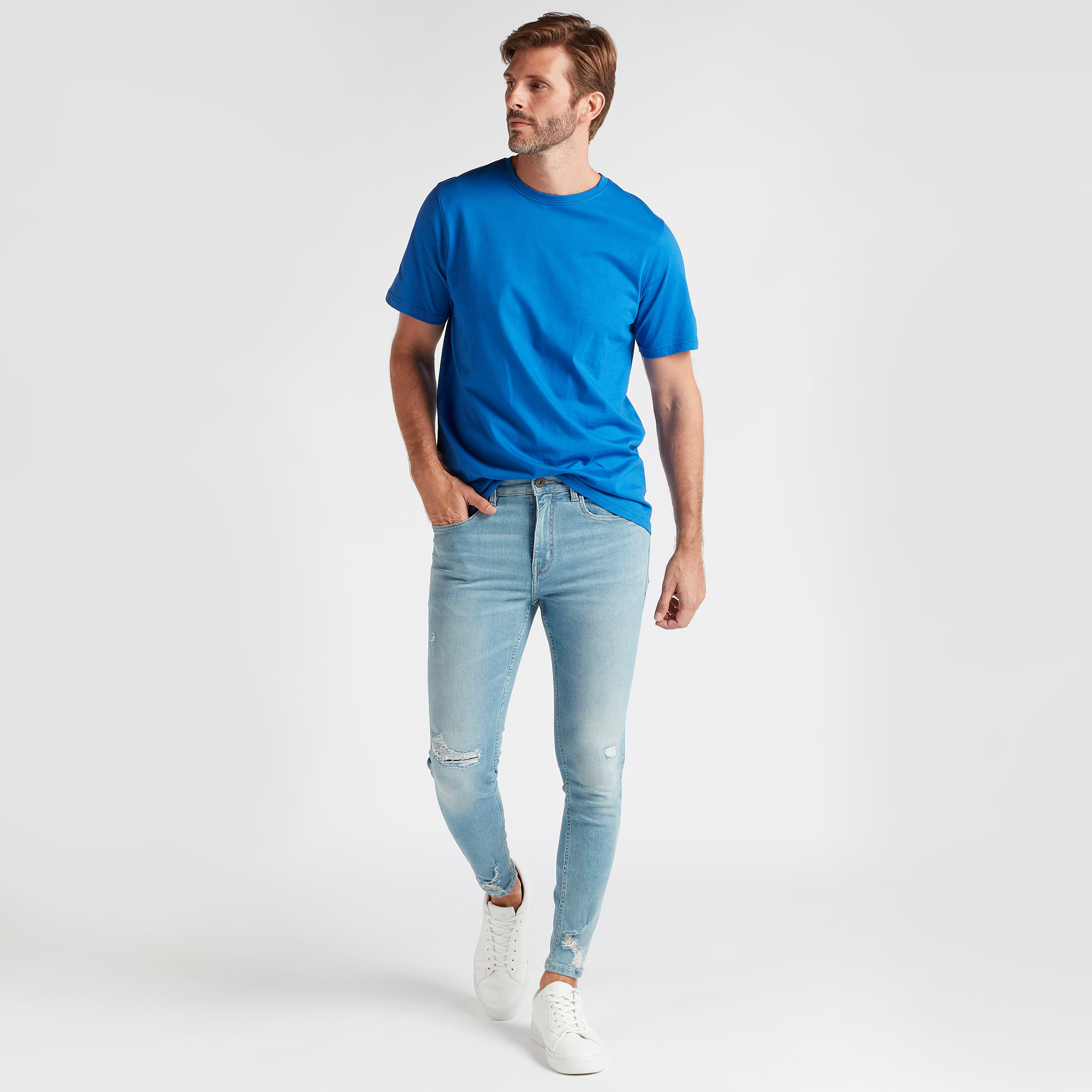 Solid Super Skinny Fit Ripped Jeans with Button Closure-men-clothing-bottoms-jeans-image-2