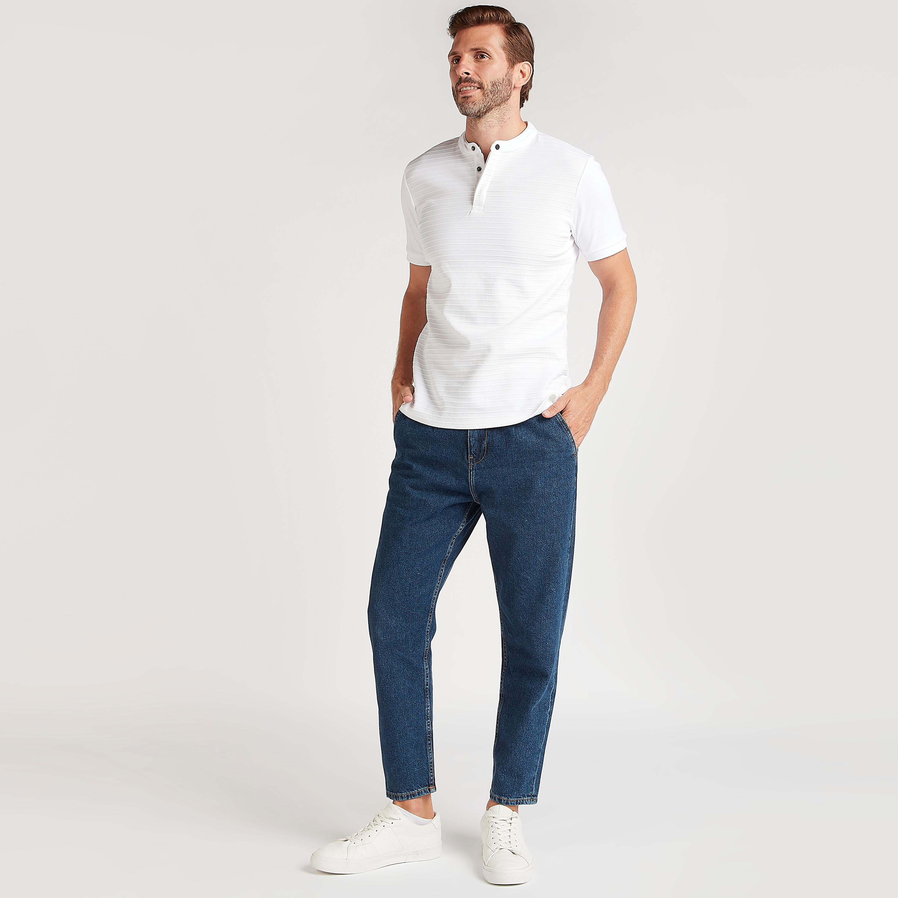 Solid Mid-Rise Jeans with Pockets and Button Closure-men-clothing-bottoms-jeans-image-2