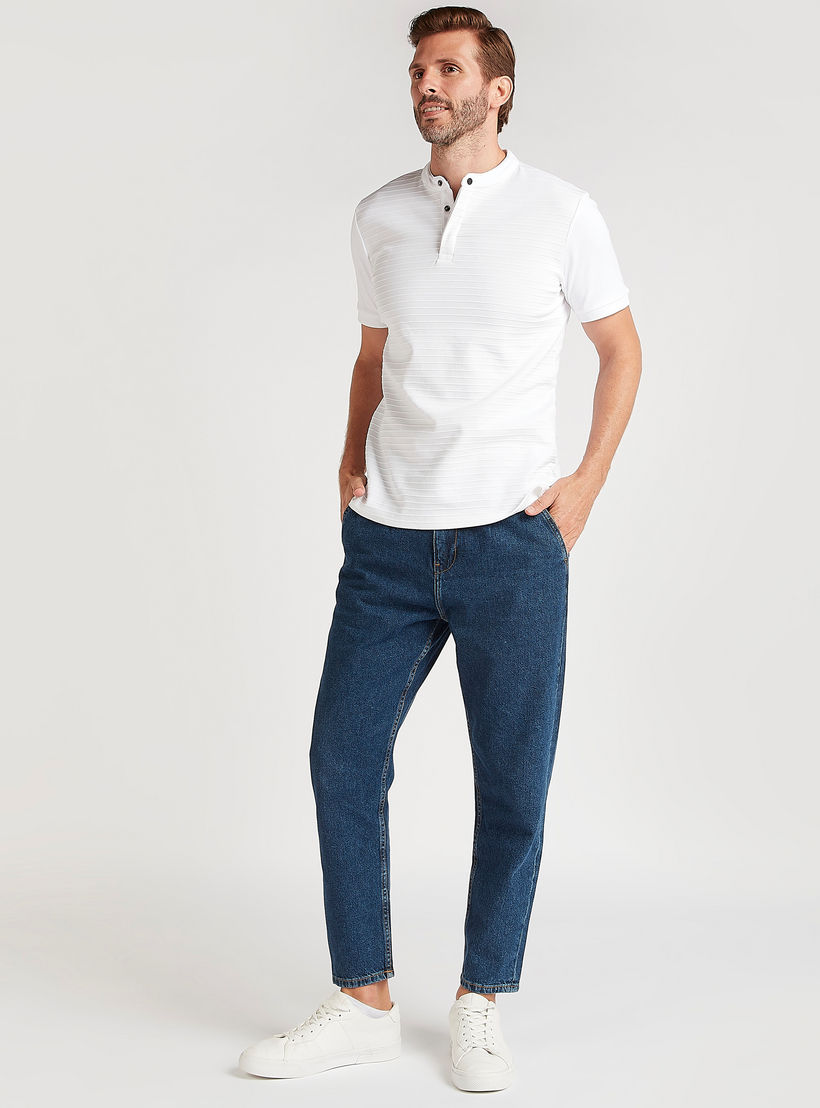 Solid Mid-Rise Jeans with Pockets and Button Closure-men-clothing-bottoms-jeans-image-2