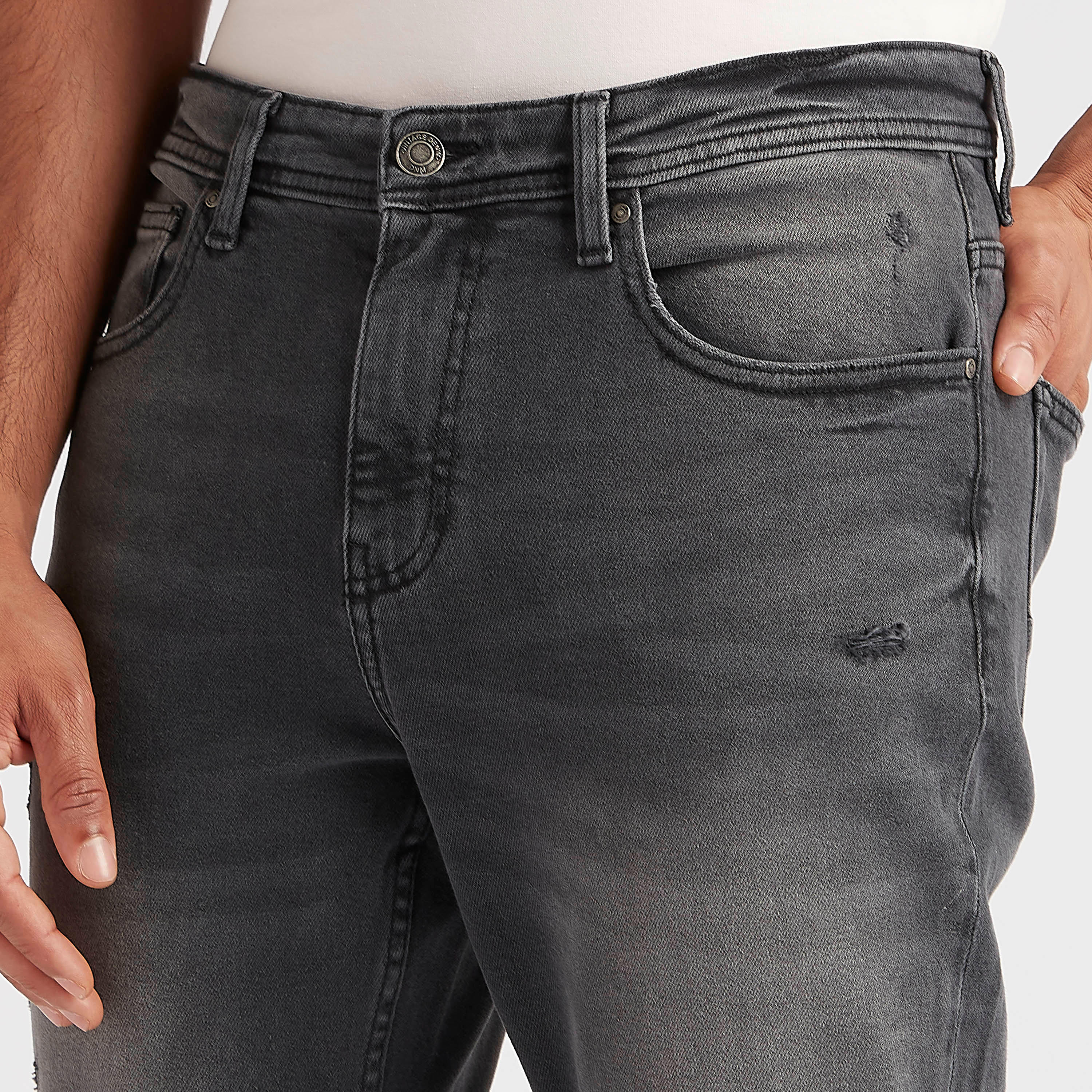 Solid Carrot Fit Mid-Rise Jeans with Button Closure-men-clothing-bottoms-jeans-image-3