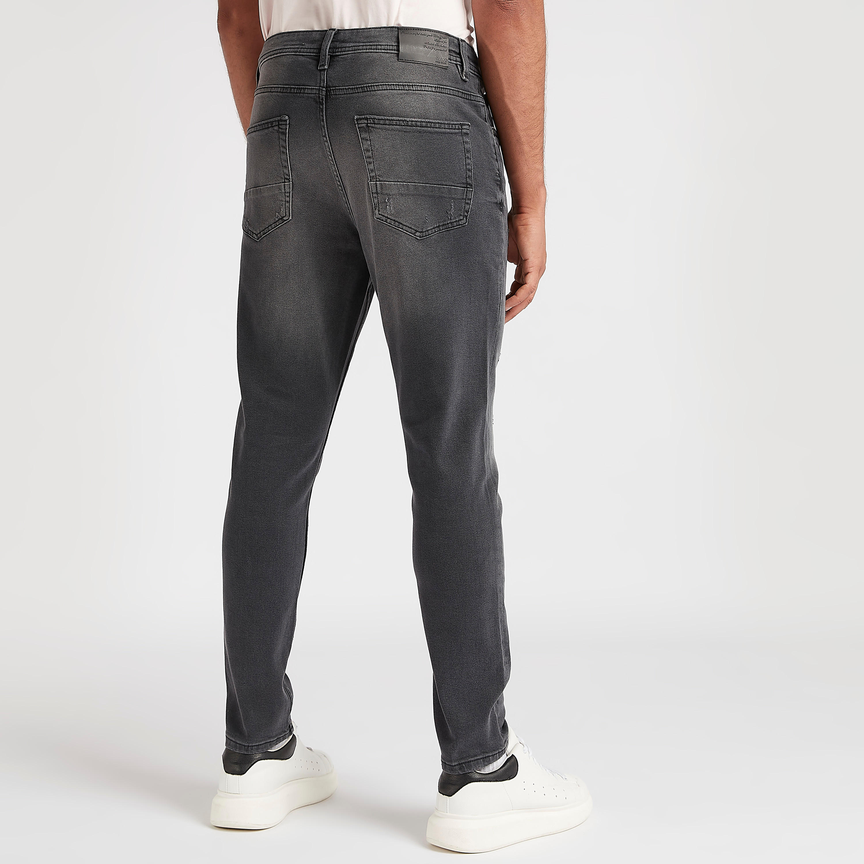 Solid Carrot Fit Mid-Rise Jeans with Button Closure-men-clothing-bottoms-jeans-image-4