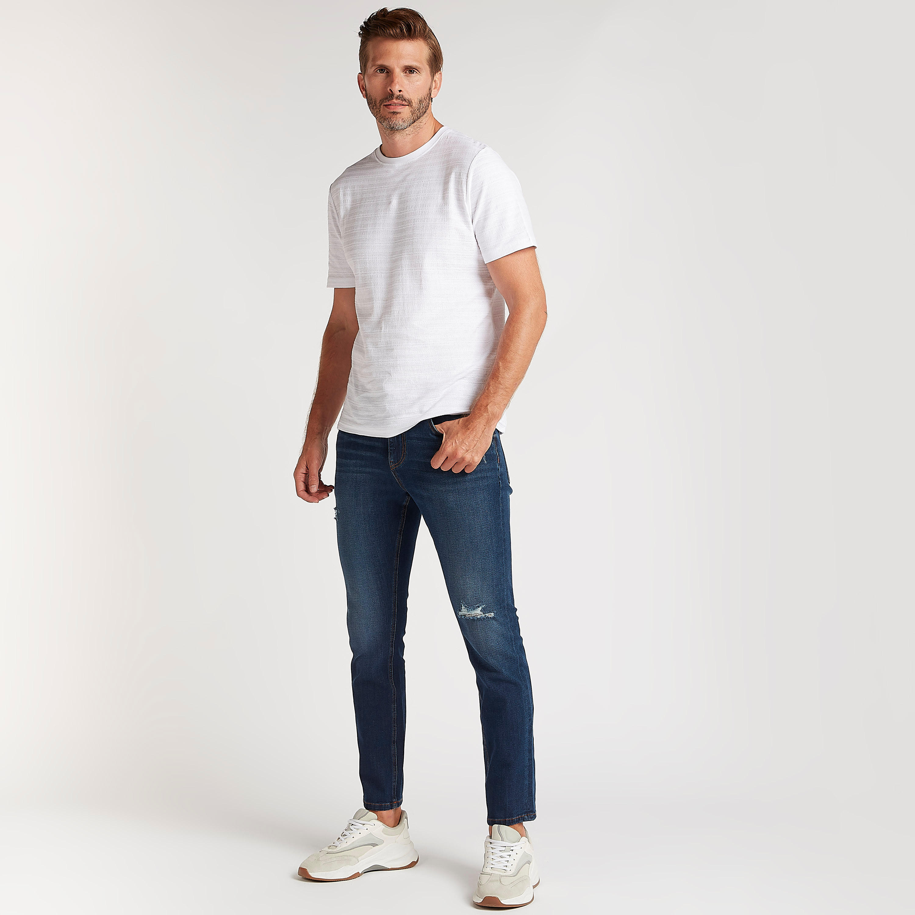 بنطلون جينز دنيم سادة سوبر سكيني فيت مضلّع  بزر إغلاق-men-clothing-bottoms-jeans-image-2