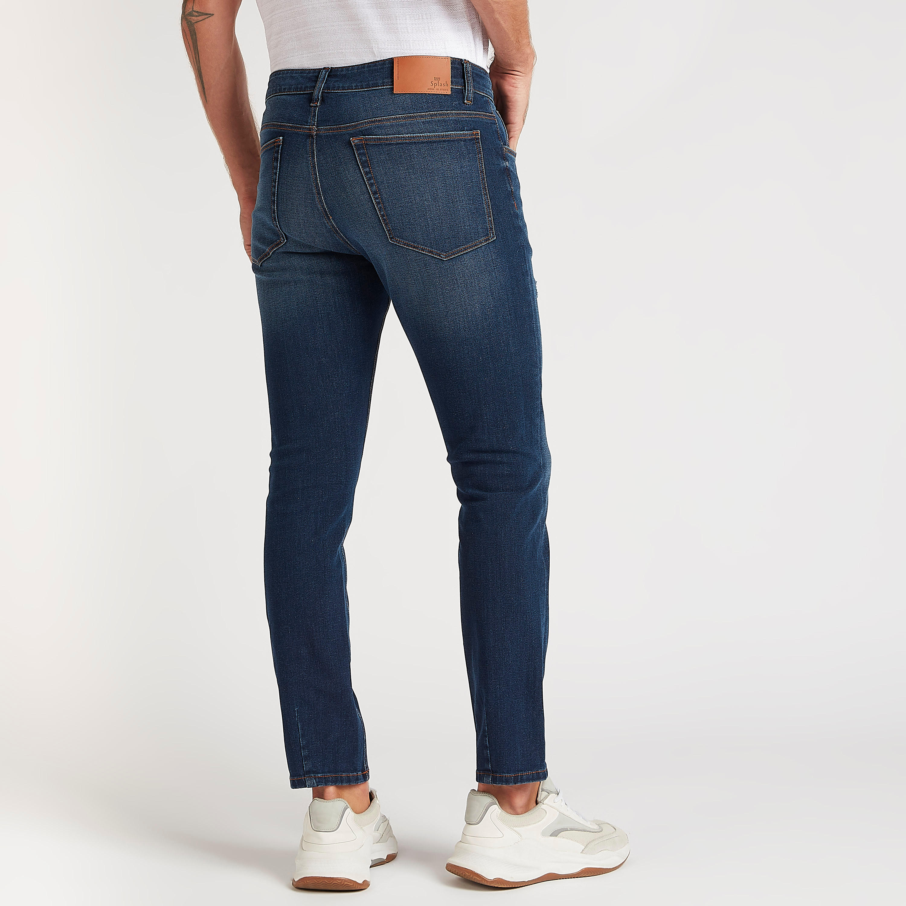 بنطلون جينز دنيم سادة سوبر سكيني فيت مضلّع  بزر إغلاق-men-clothing-bottoms-jeans-image-4