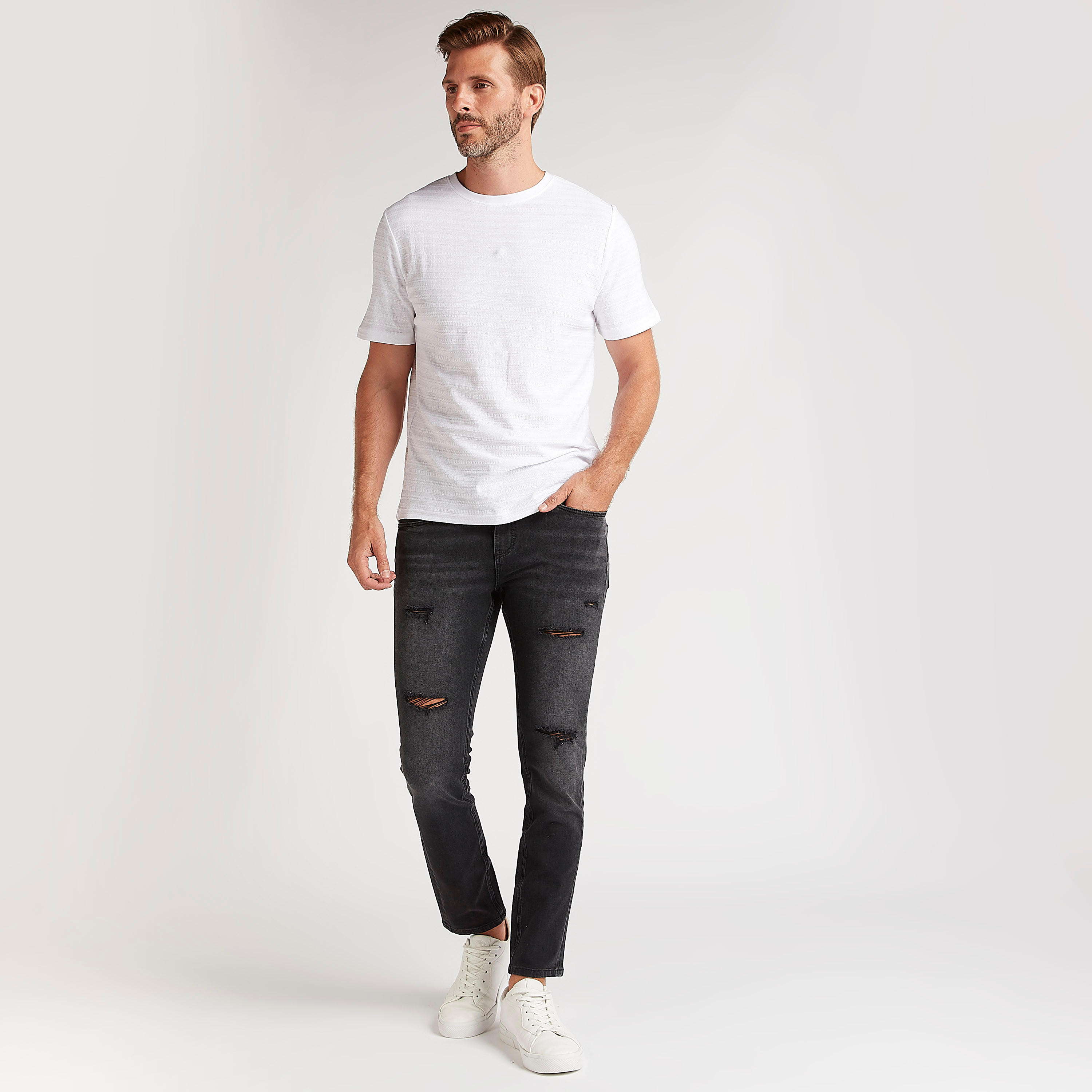 بنطلون جينز دنيم سادة سوبر سكيني فيت مضلّع  بزر إغلاق-men-clothing-bottoms-jeans-image-2