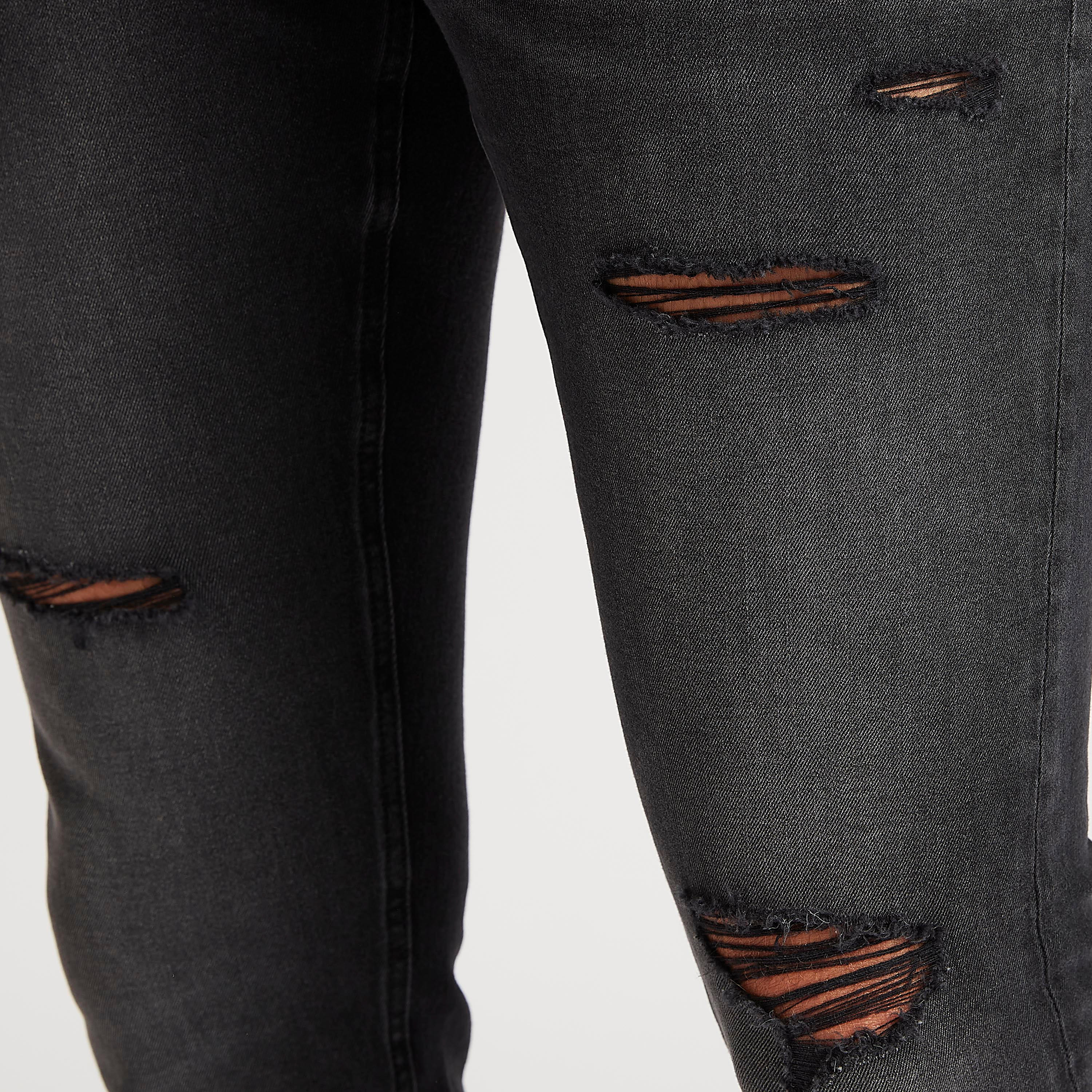 بنطلون جينز دنيم سادة سوبر سكيني فيت مضلّع  بزر إغلاق-men-clothing-bottoms-jeans-image-3