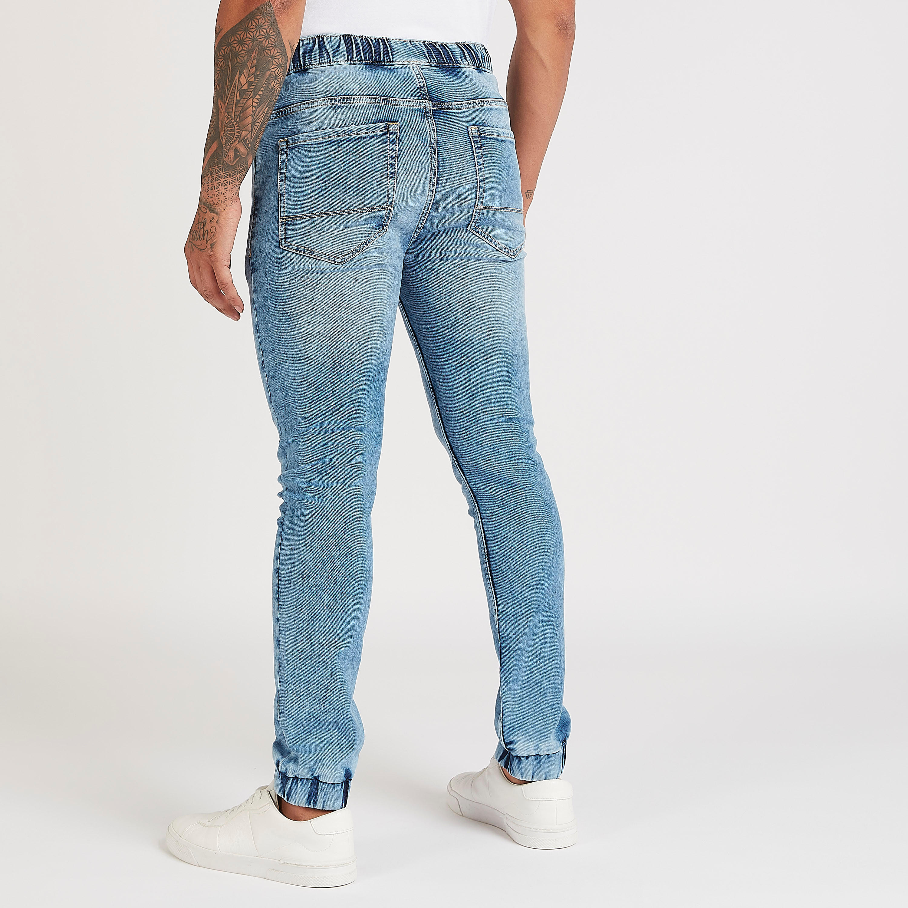 Solid Mid-Rise Denim Joggers with Drawstring Closure-men-clothing-bottoms-jeans-image-4