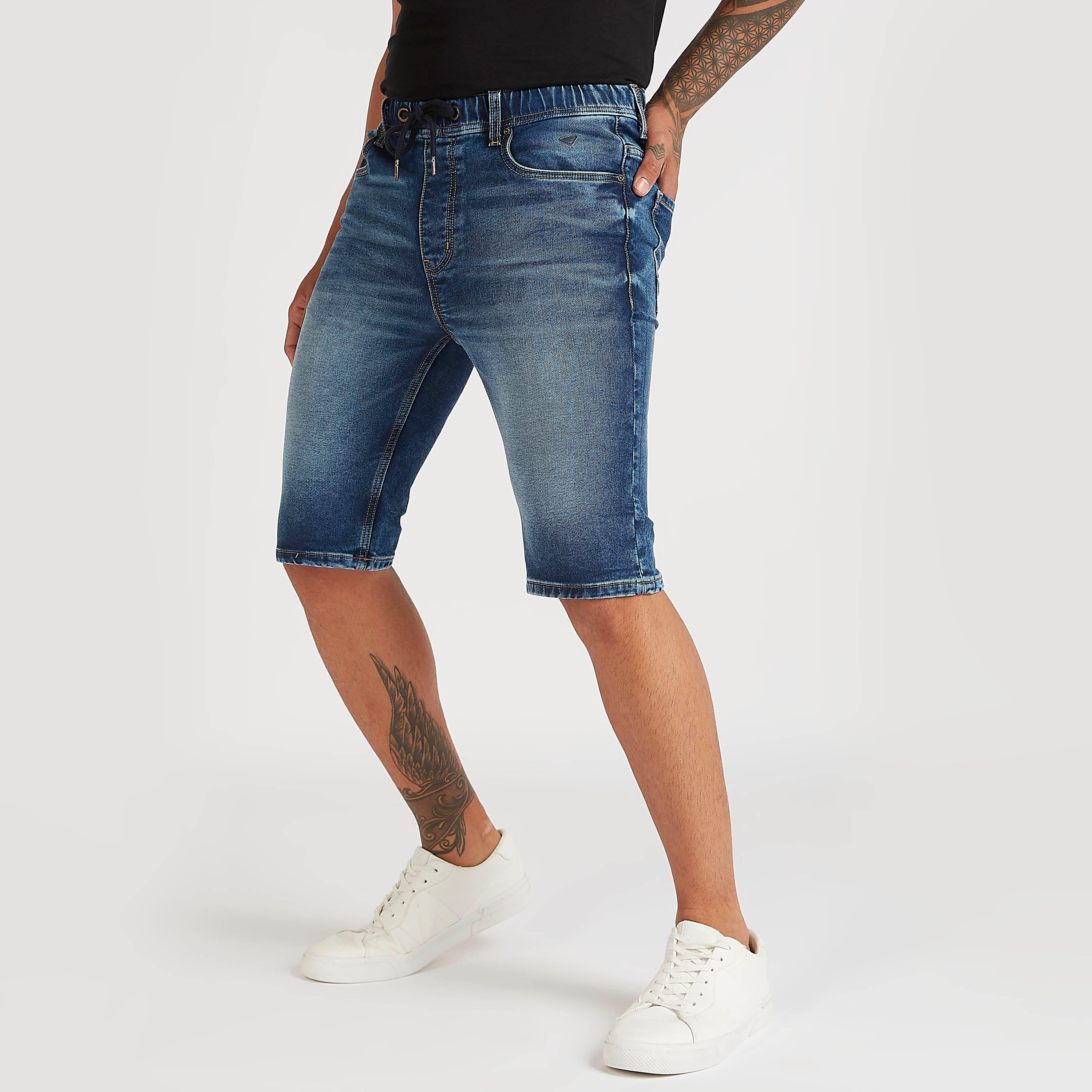 شورت دنيم سادة مع رباط إغلاق-men-clothing-bottoms-shorts-image-5