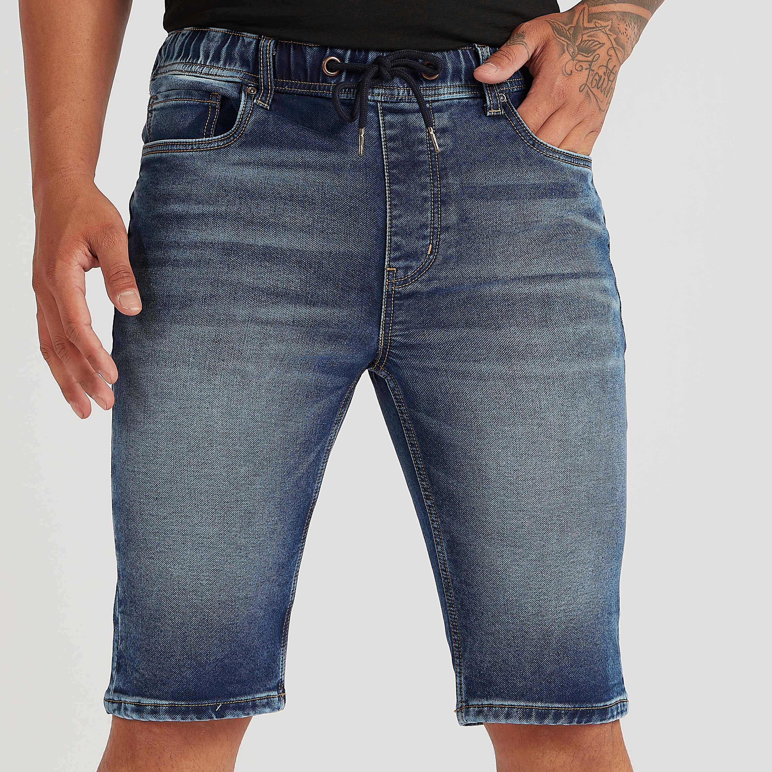 شورت دنيم سادة مع رباط إغلاق-men-clothing-bottoms-shorts-image-1