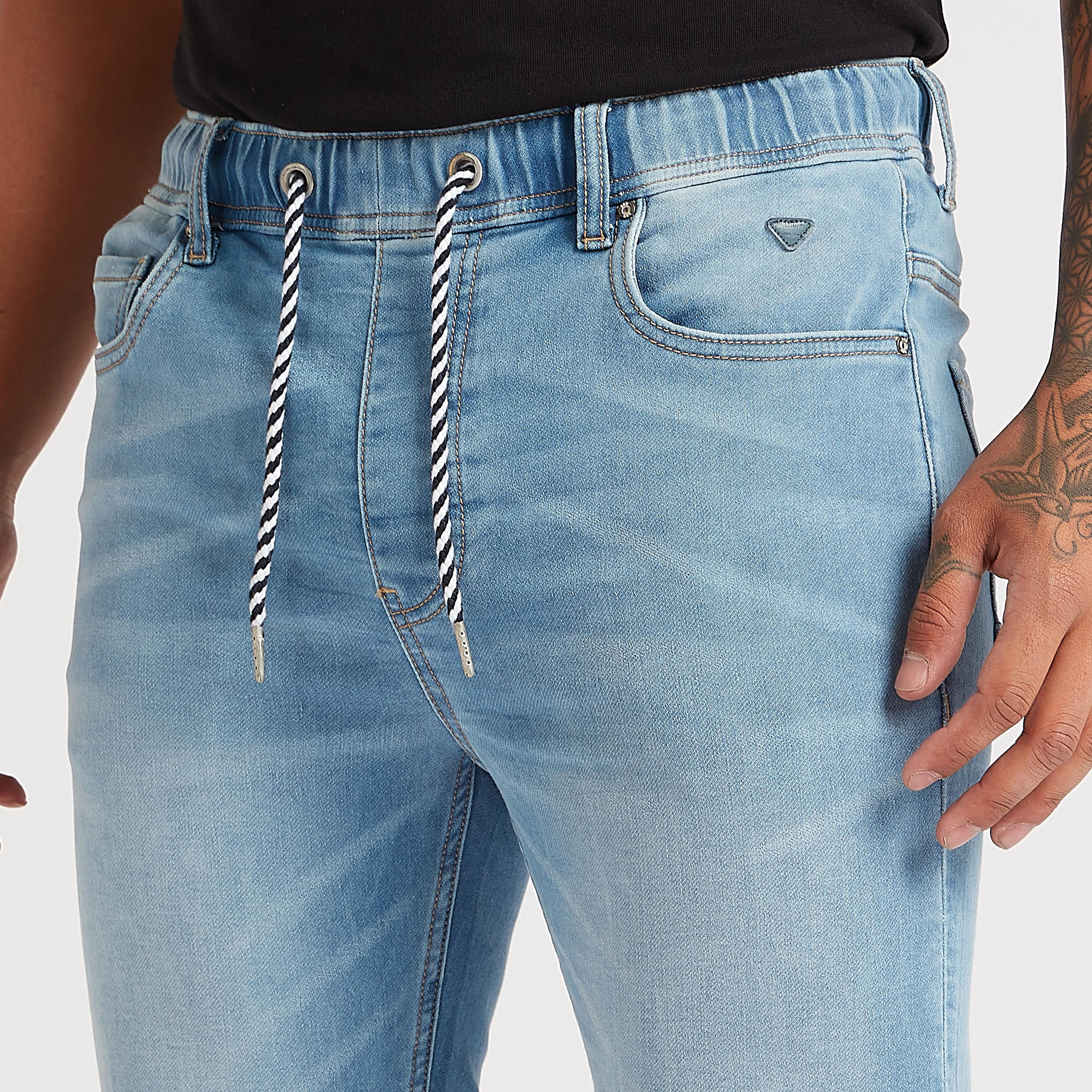 شورت سادة دينم برباط إغلاق وجيوب-men-clothing-bottoms-shorts-image-3