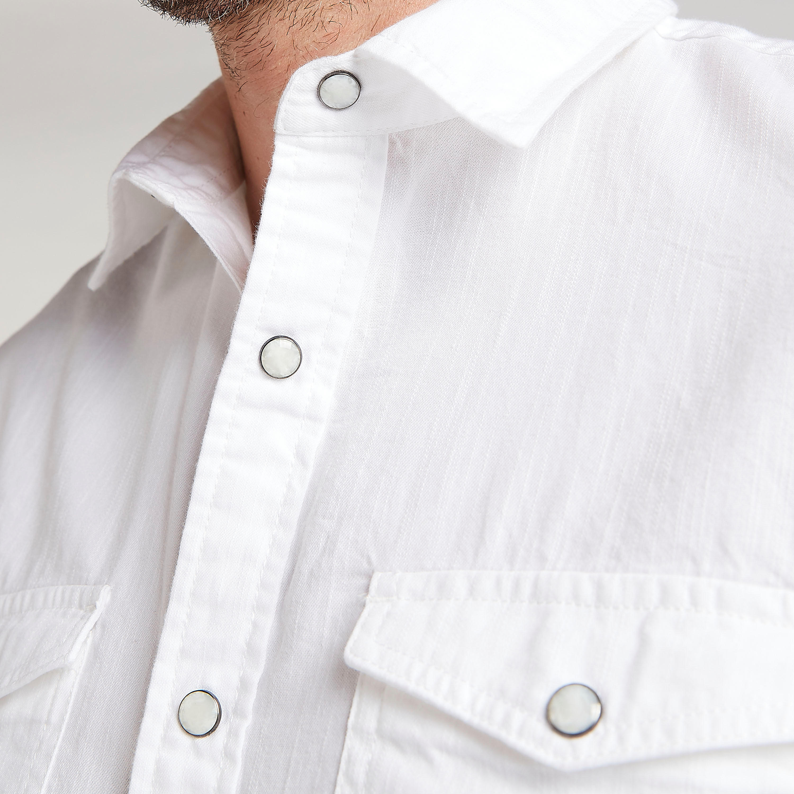 Textured Slim Fit Denim Shirt with Flap Pockets-men-clothing-shirts-image-5