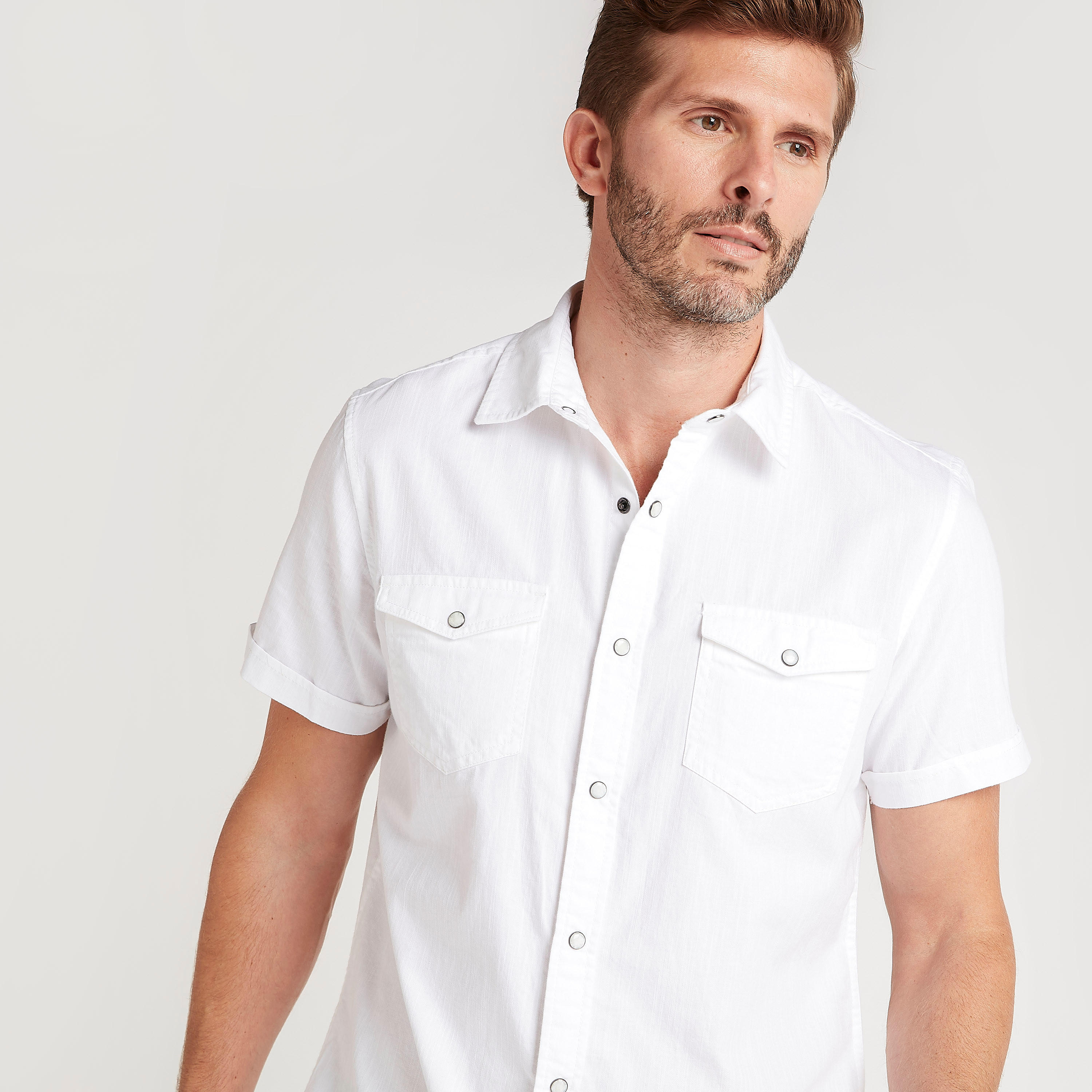 Textured Slim Fit Denim Shirt with Flap Pockets-men-clothing-shirts-image-6