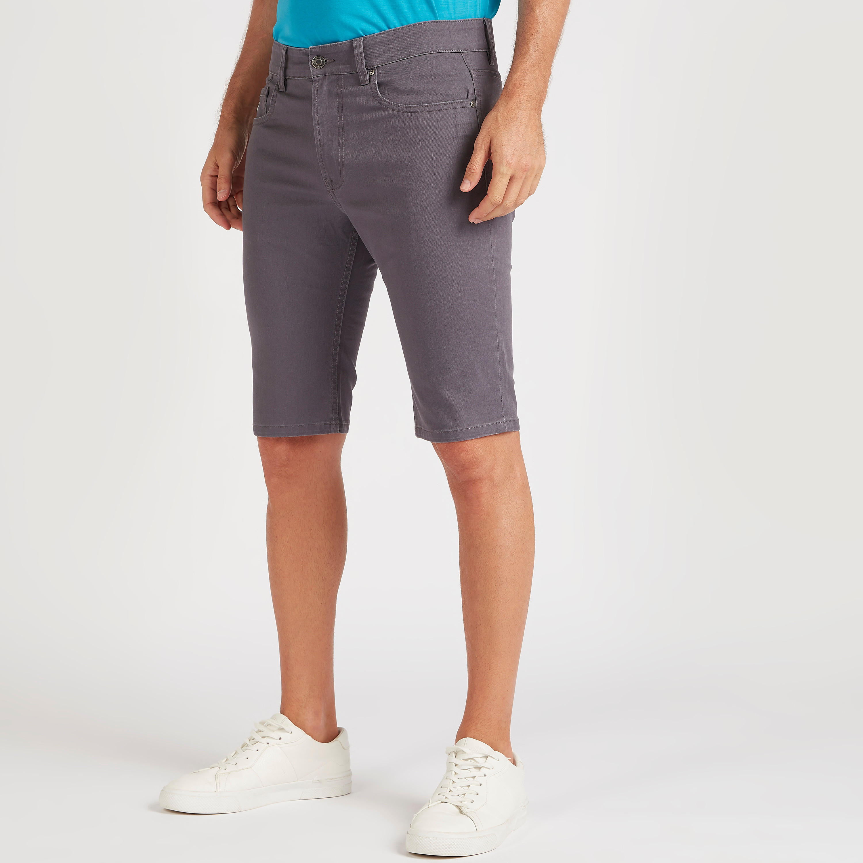 بنطلون دنيم سادة بزر إغلاق وجيوب من بوسيني-men-clothing-bottoms-shorts-image-5