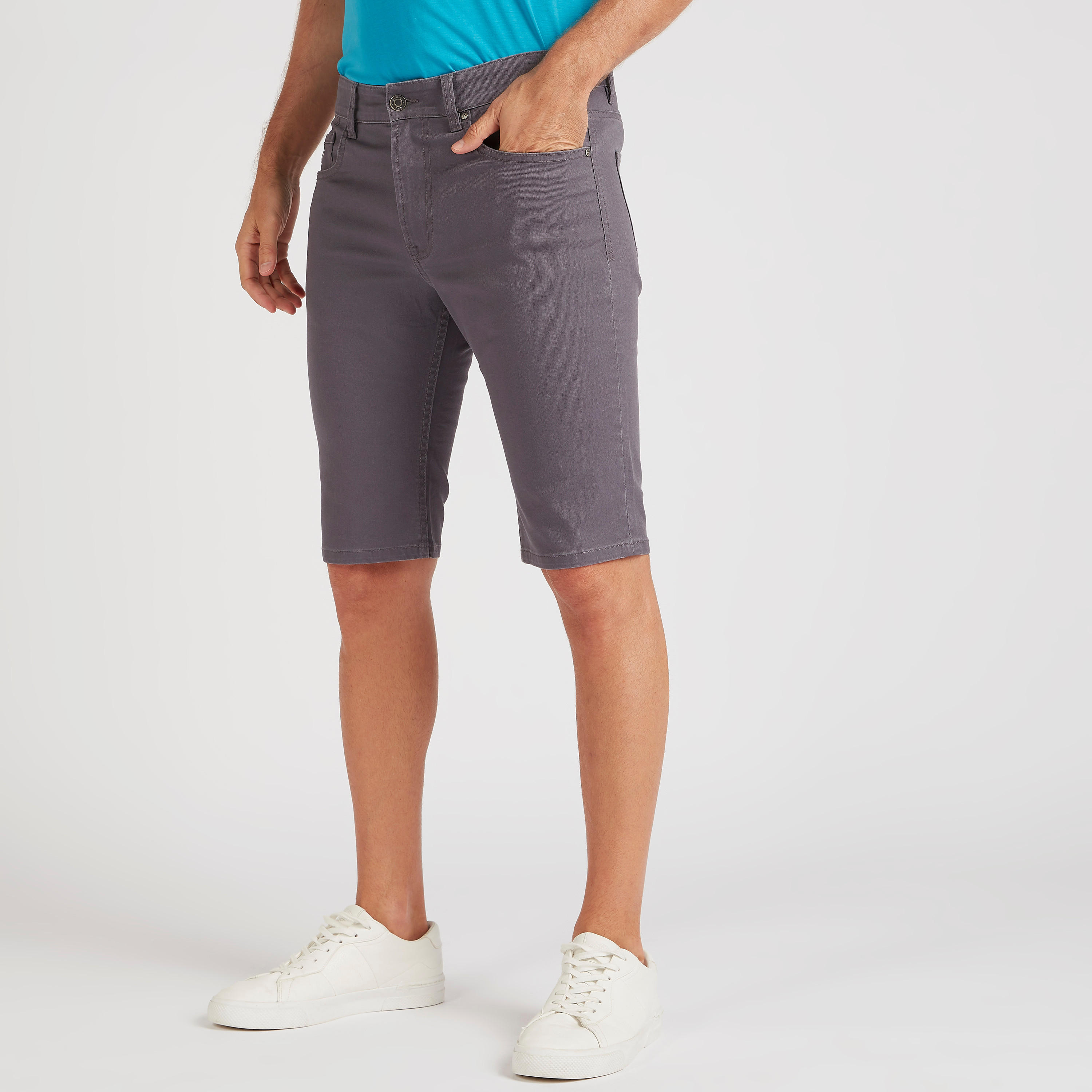 بنطلون دنيم سادة بزر إغلاق وجيوب من بوسيني-men-clothing-bottoms-shorts-image-1