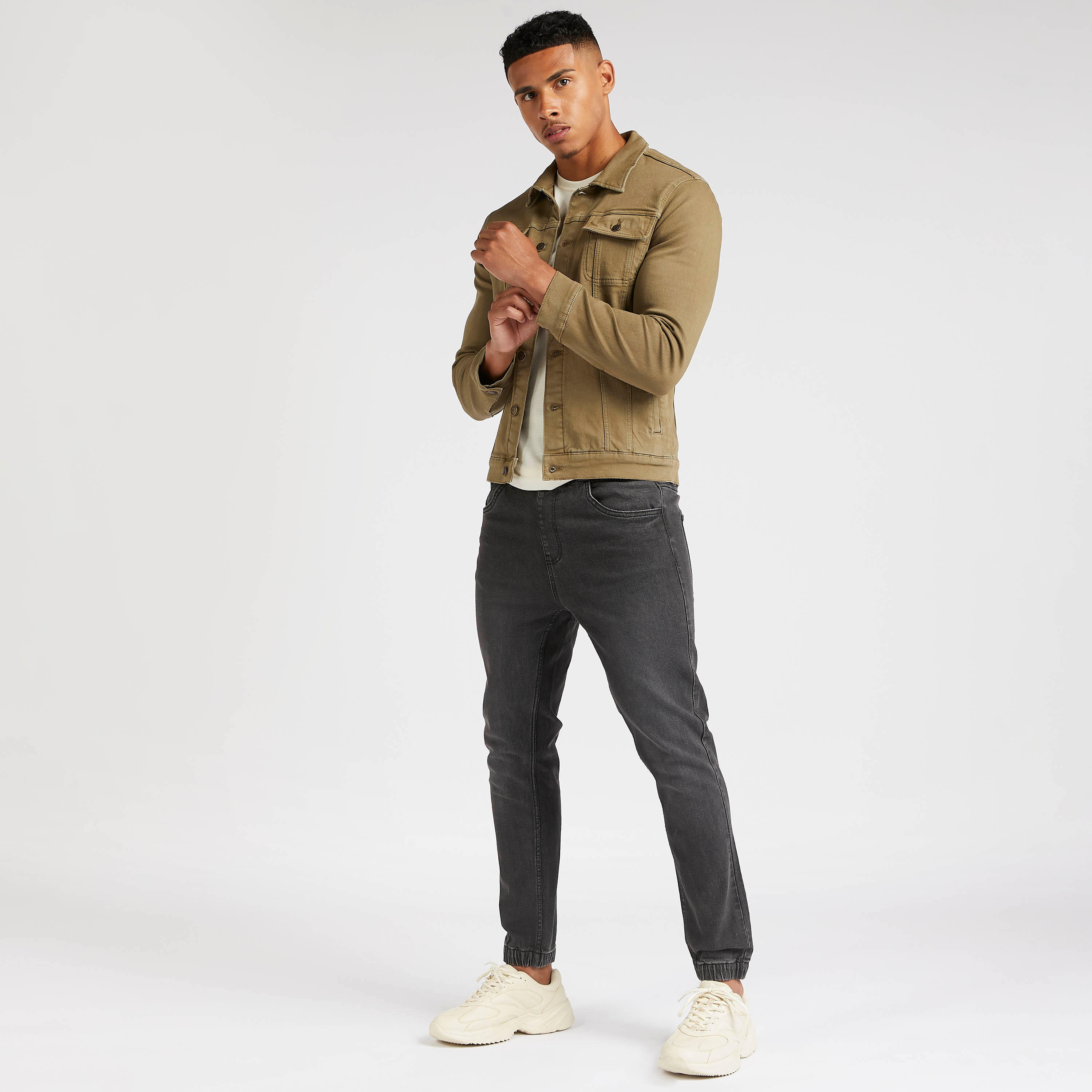 Solid Denim Jacket with Button Closure and Flap Pockets-men-clothing-jacketsandblazers-jackets-image-2