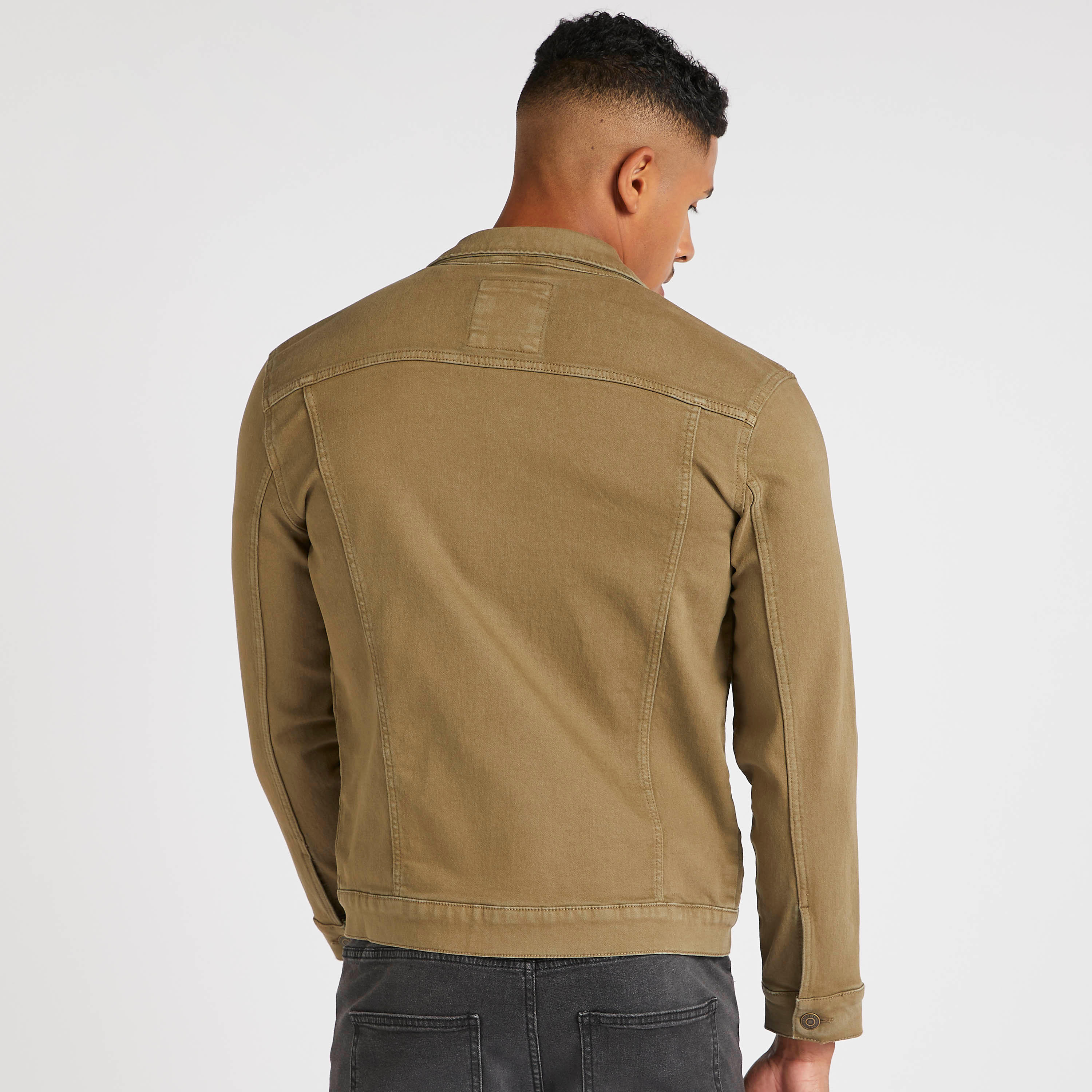 Solid Denim Jacket with Button Closure and Flap Pockets-men-clothing-jacketsandblazers-jackets-image-4
