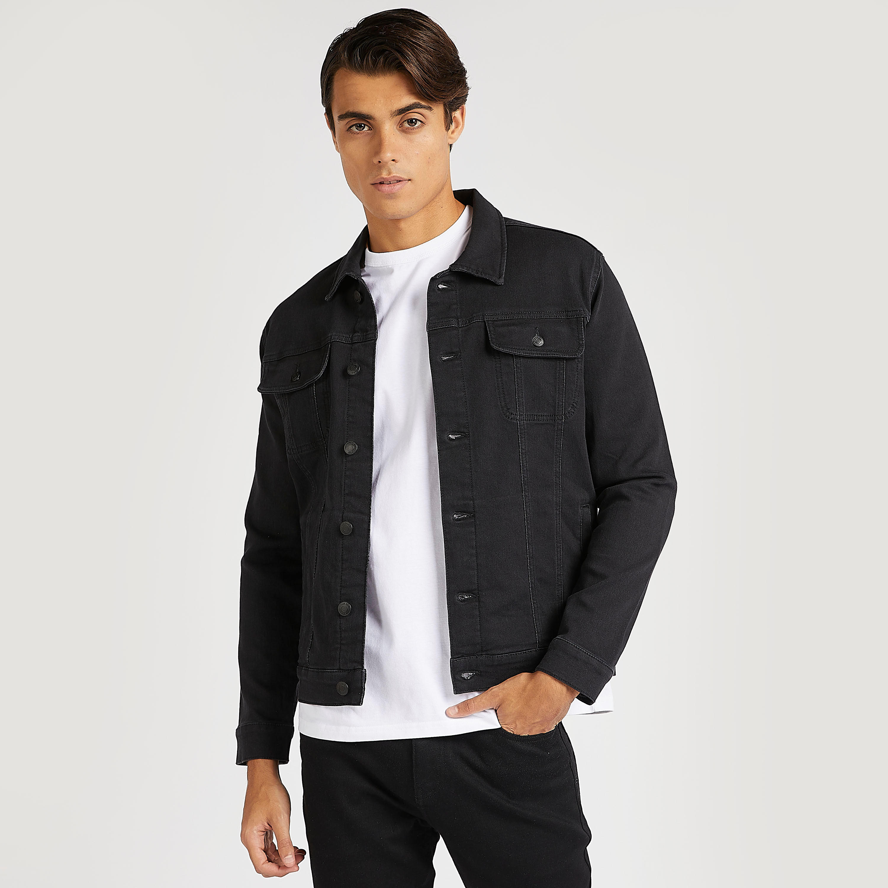 جاكيت دينم سادة بجيوب بطيّة وزر إغلاق-men-clothing-jacketsandblazers-jackets-image-4