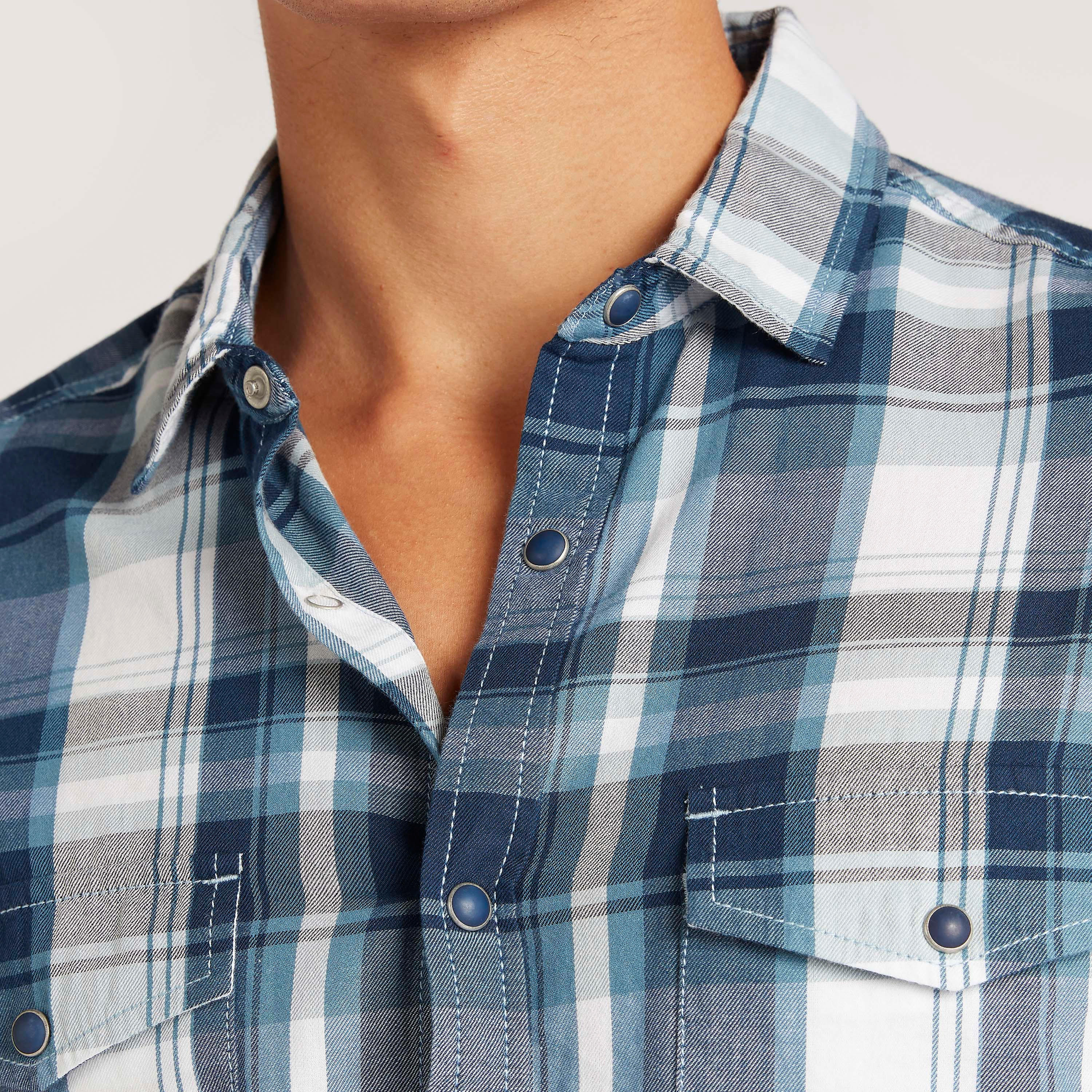 Checked Print Shirt with Long Sleeves-men-clothing-shirts-image-3