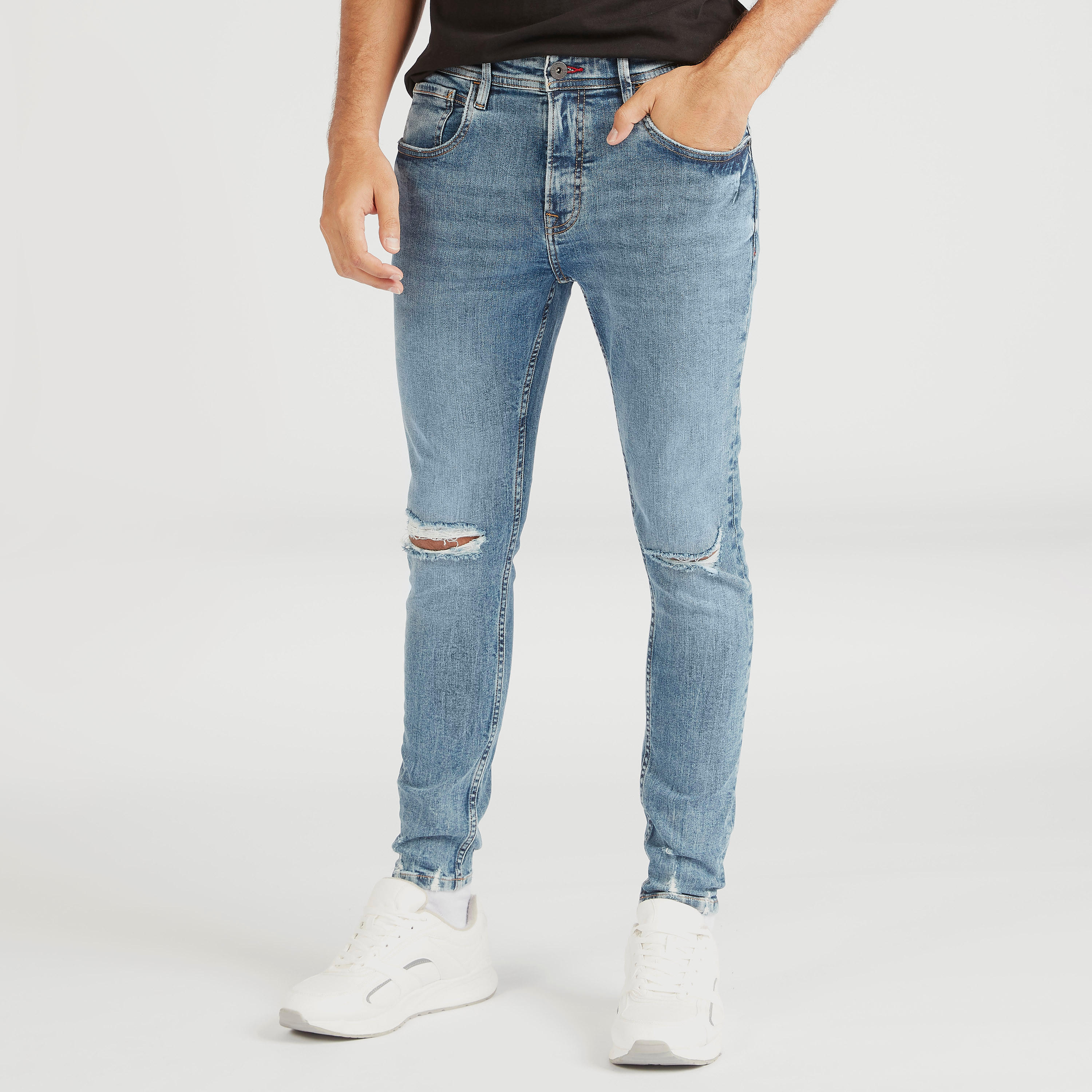 Lee Cooper Ripped Mid-Rise Denim Jeans with Button Closure-men-clothing-bottoms-jeans-image-6