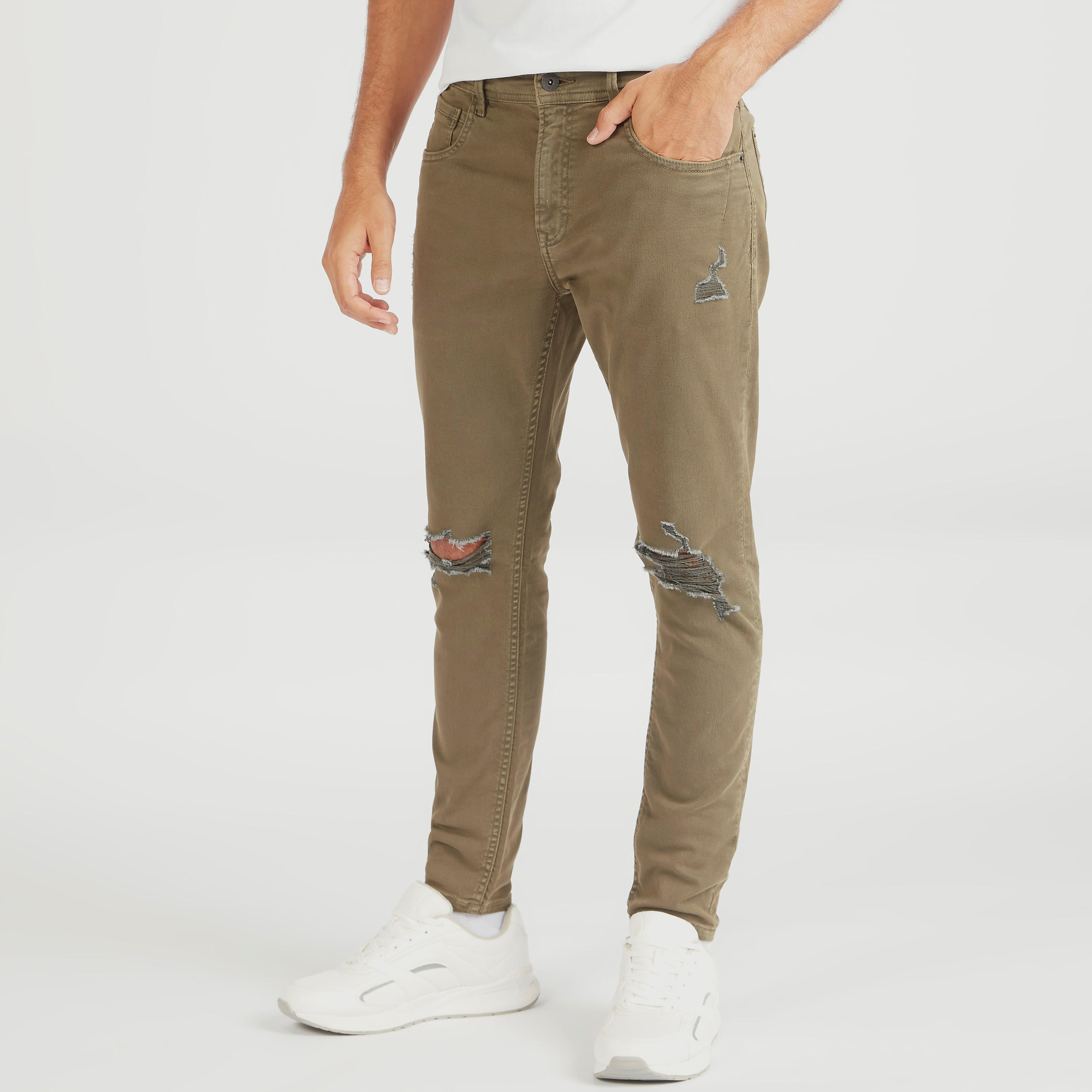 Lee Cooper Ripped Mid-Rise Denim Jeans with Button Closure-men-clothing-bottoms-jeans-image-1