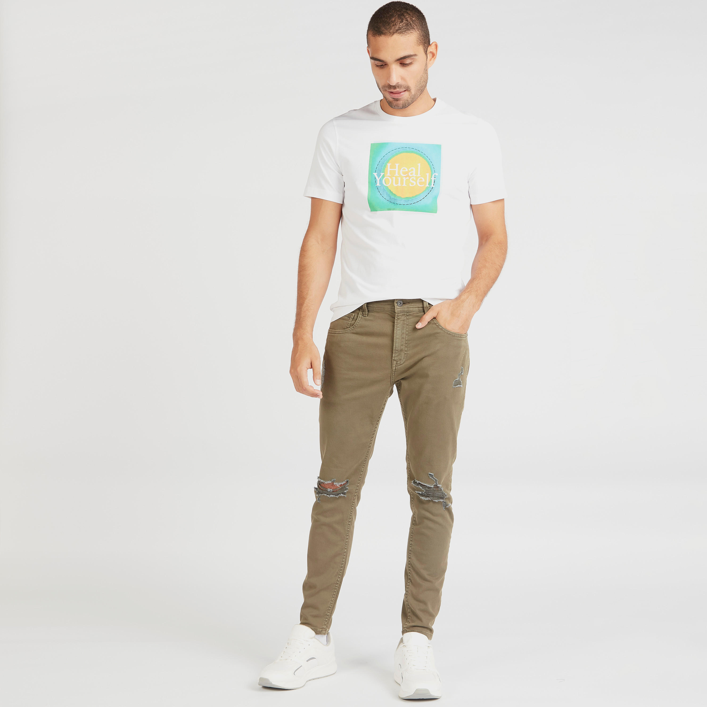 Lee Cooper Ripped Mid-Rise Denim Jeans with Button Closure-men-clothing-bottoms-jeans-image-2