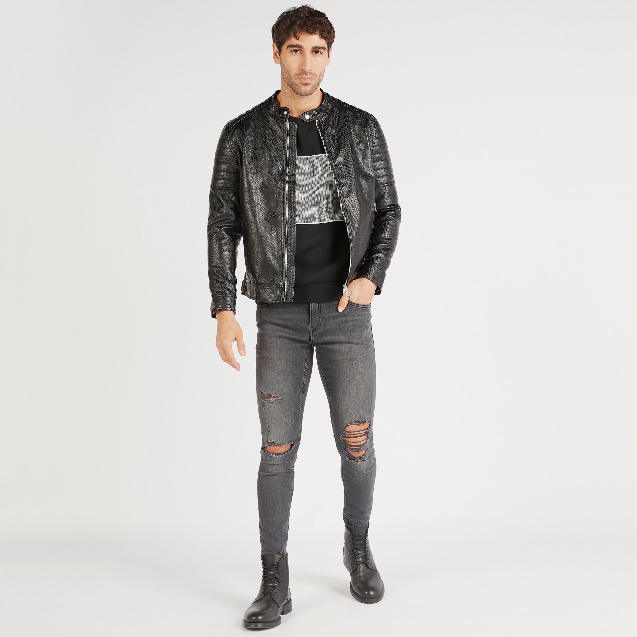Lee Cooper Ripped Mid-Rise Denim Jeans with Button Closure-men-clothing-bottoms-jeans-image-2