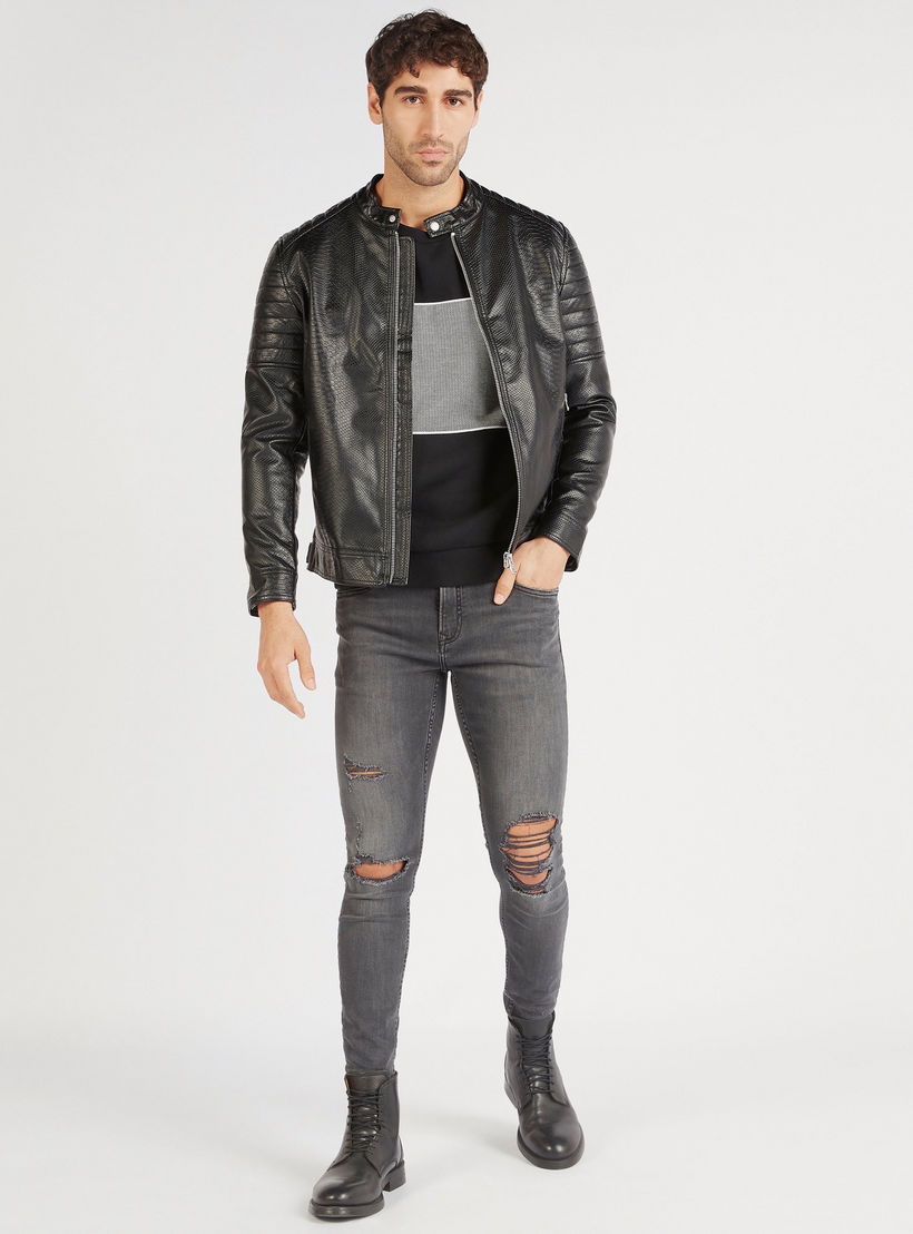 Lee Cooper Ripped Mid-Rise Denim Jeans with Button Closure-men-clothing-bottoms-jeans-image-2