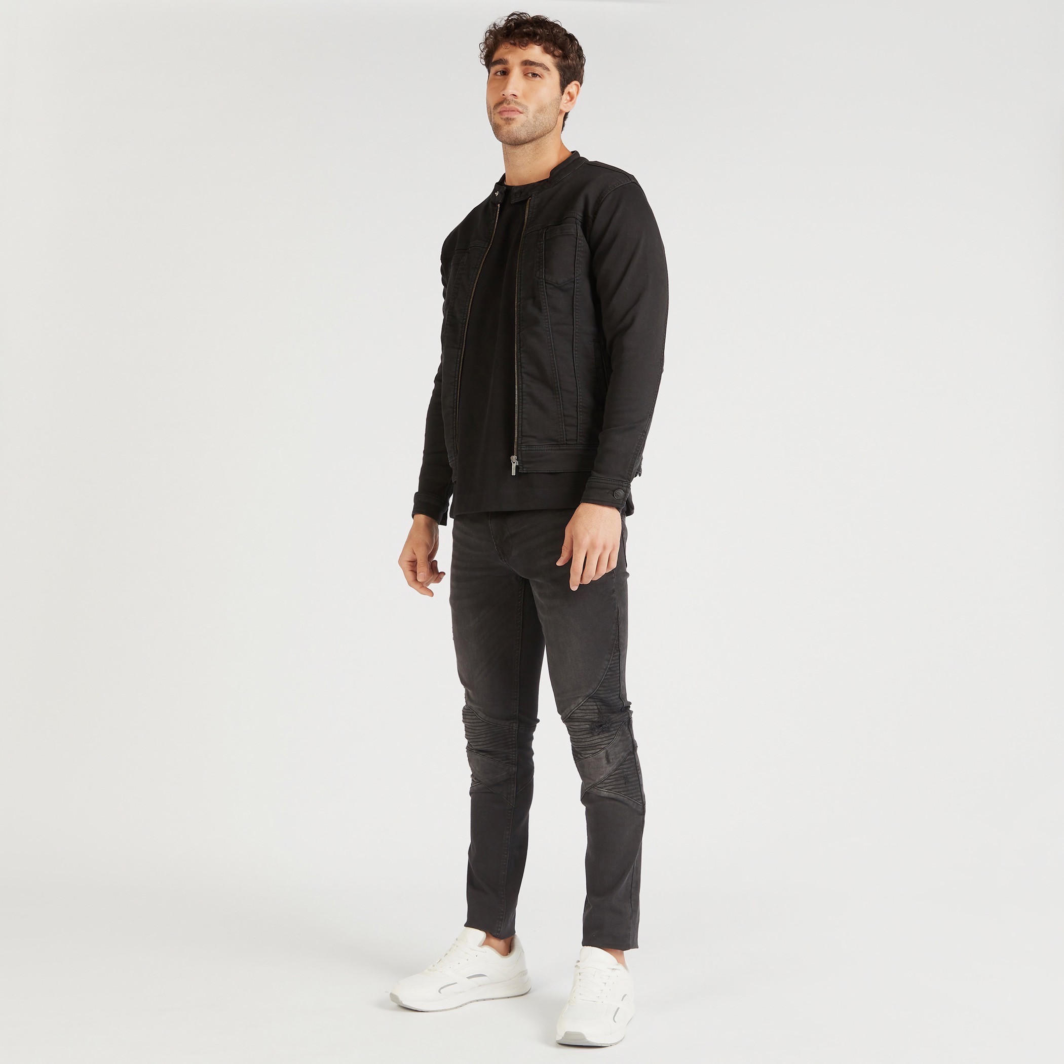 جاكيت بايكر دينم سادة بسحّاب وأكمام طويلة-men-clothing-jacketsandblazers-jackets-image-6