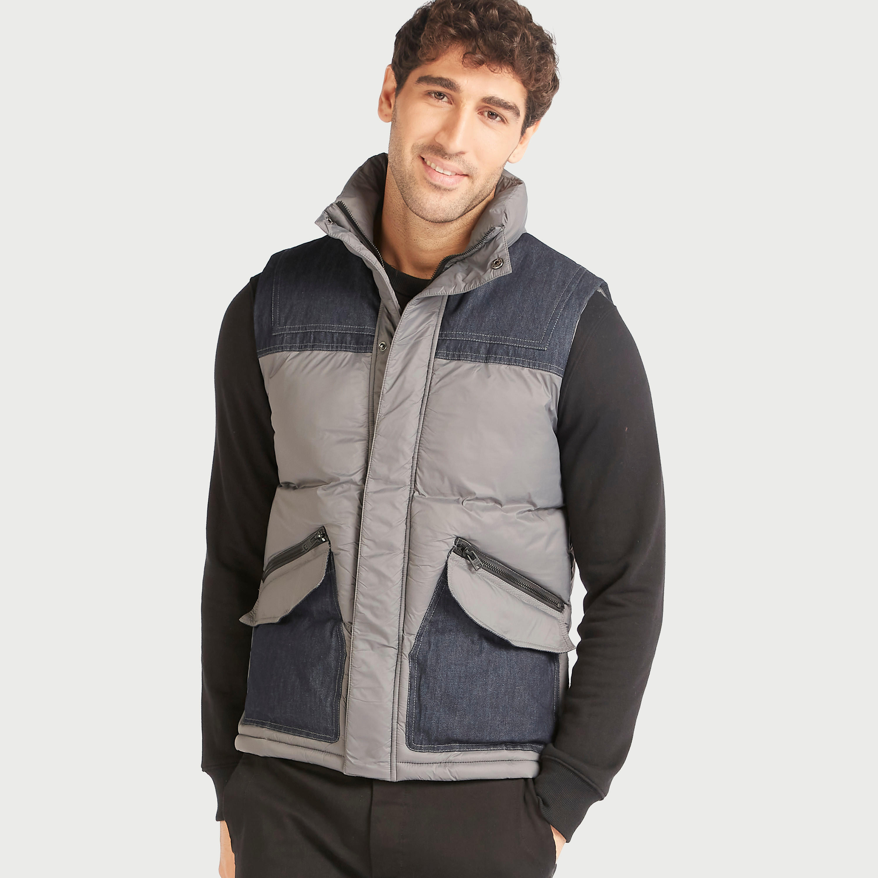 Lee Cooper Panelled Gilet with Button Closure and Pockets-men-clothing-jacketsandblazers-jackets-image-1