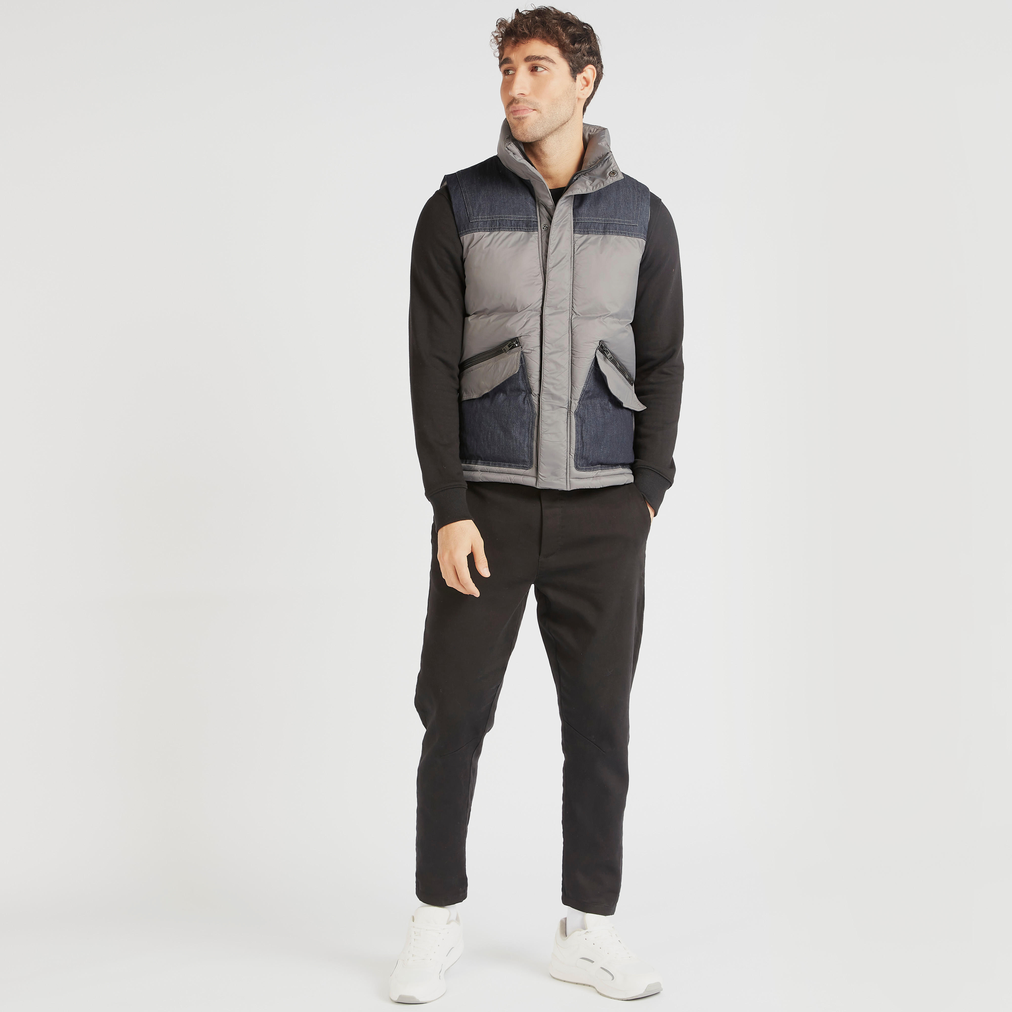 Lee Cooper Panelled Gilet with Button Closure and Pockets-men-clothing-jacketsandblazers-jackets-image-2