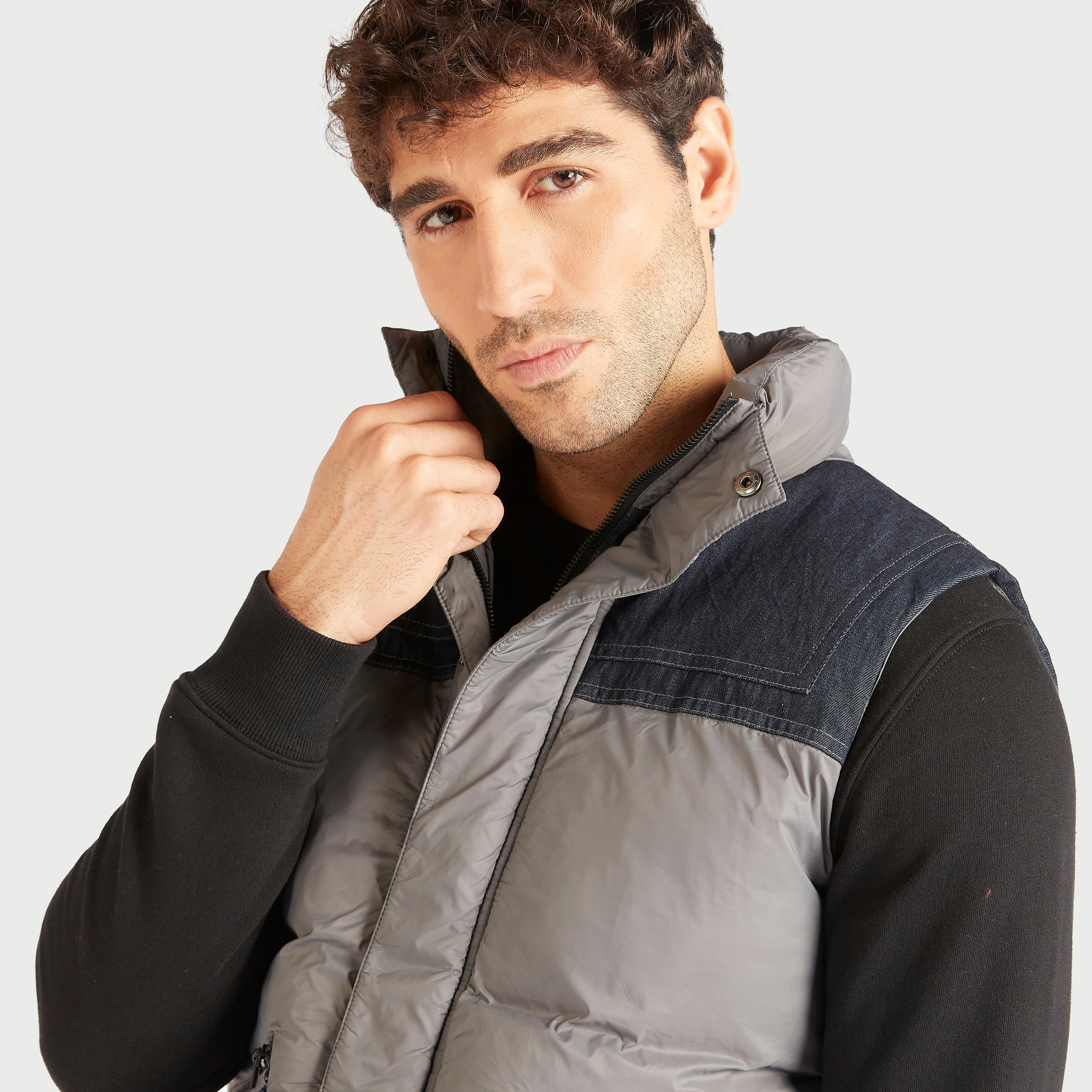 Lee Cooper Panelled Gilet with Button Closure and Pockets-men-clothing-jacketsandblazers-jackets-image-3