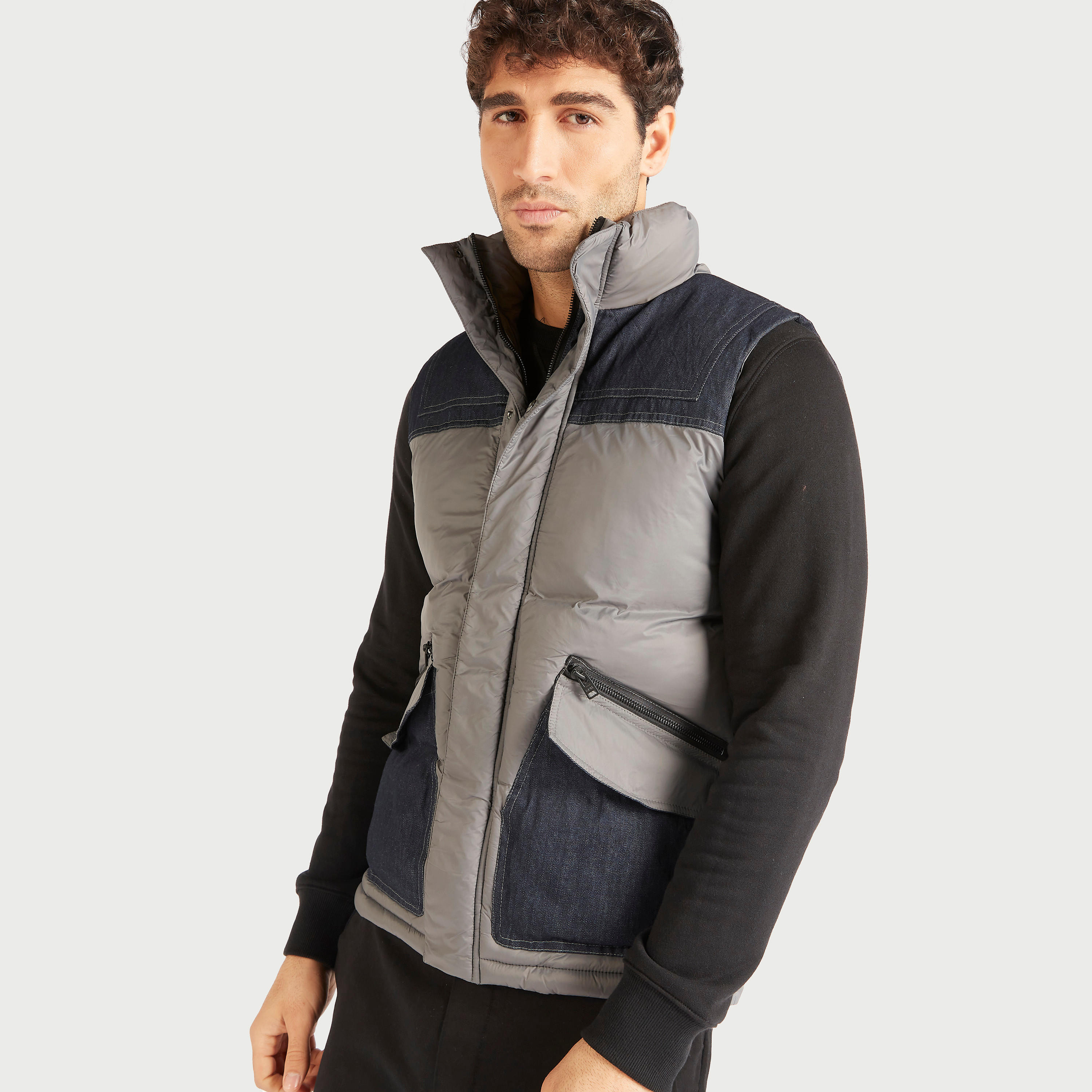 Lee Cooper Panelled Gilet with Button Closure and Pockets-men-clothing-jacketsandblazers-jackets-image-5