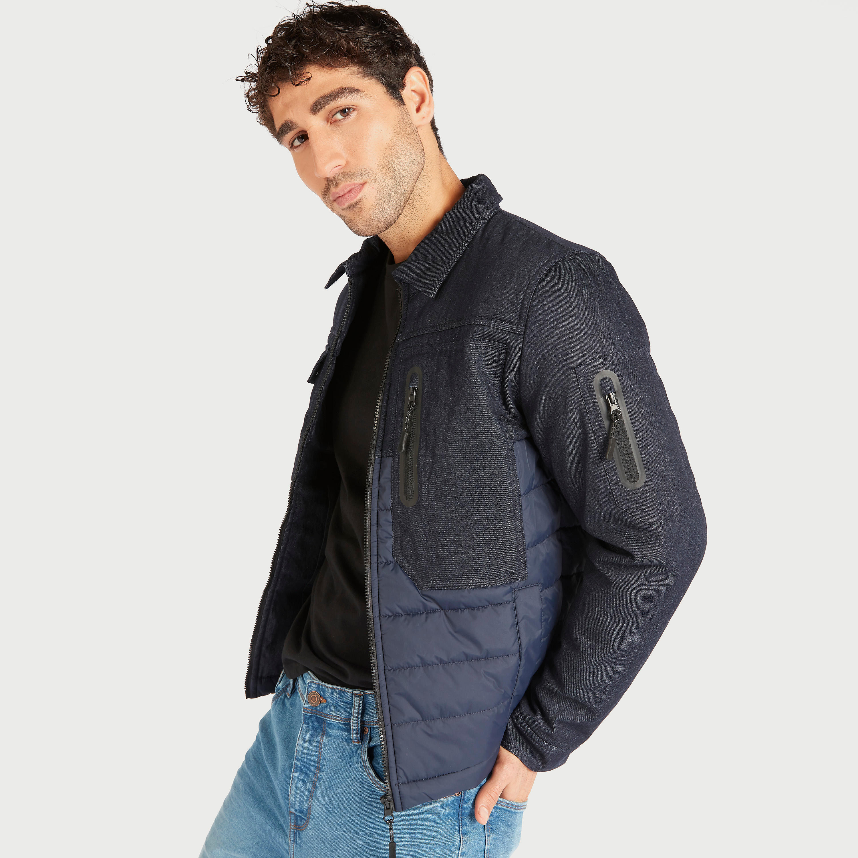 جاكيت بألواح وسحاب إغلاق وجيوب من لي كوبر-men-clothing-jacketsandblazers-jackets-image-1