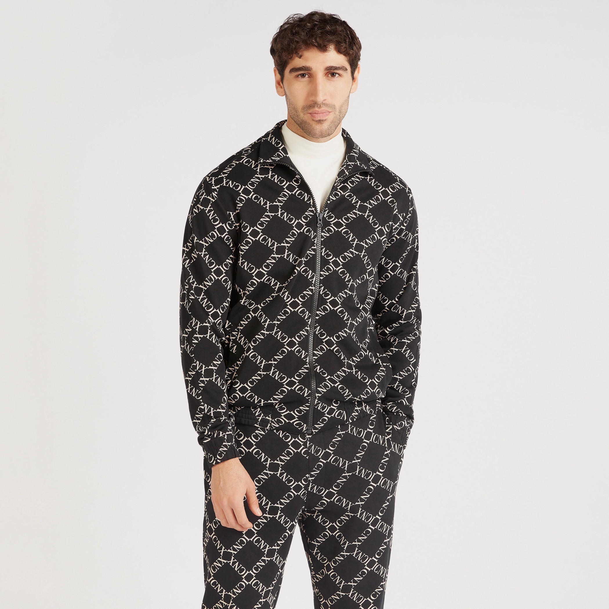 Printed Zip Through Jacket with Long Sleeves and Pockets-men-clothing-jacketsandblazers-jackets-image-1
