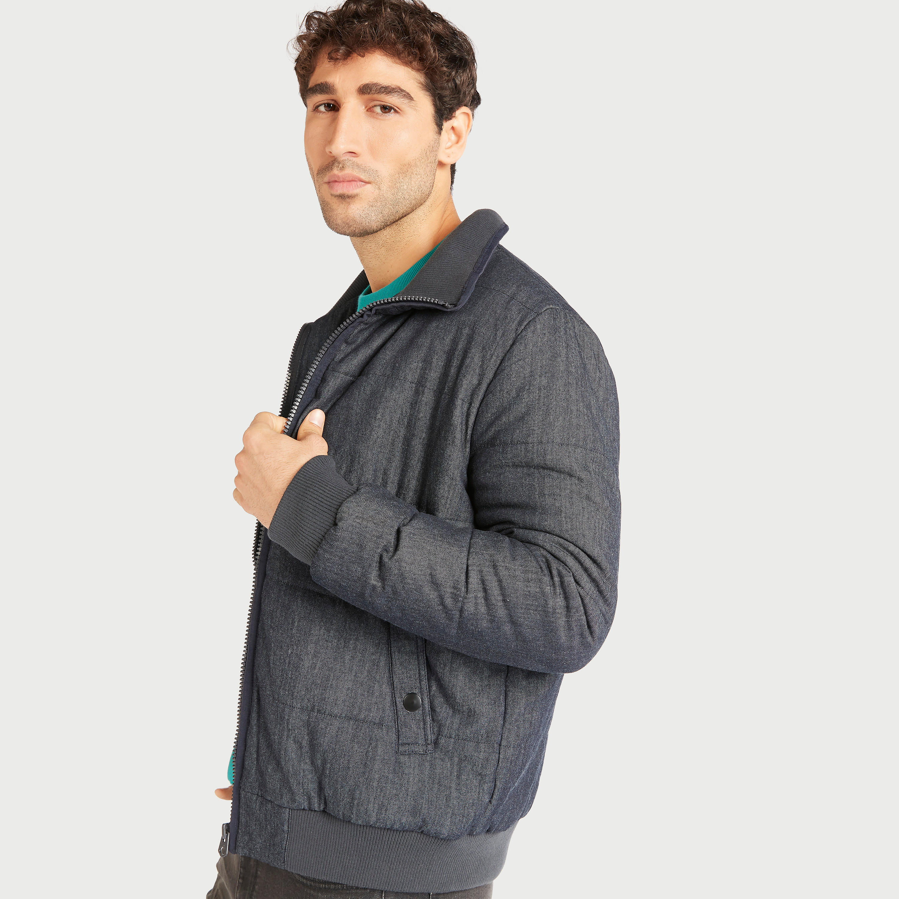 Solid Denim Jacket with Zip Closure and Pockets-men-clothing-jacketsandblazers-jackets-image-1