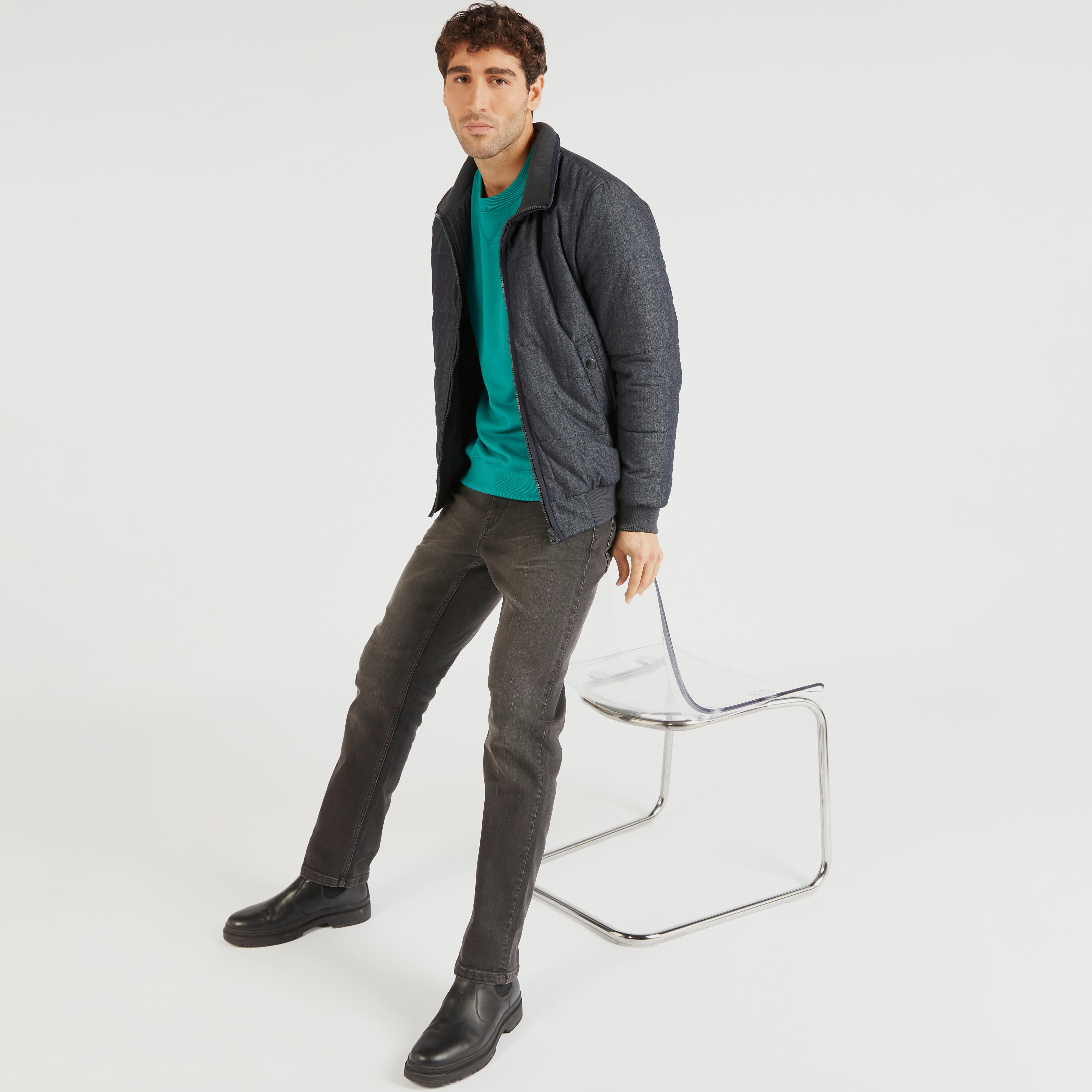 Solid Denim Jacket with Zip Closure and Pockets-men-clothing-jacketsandblazers-jackets-image-2