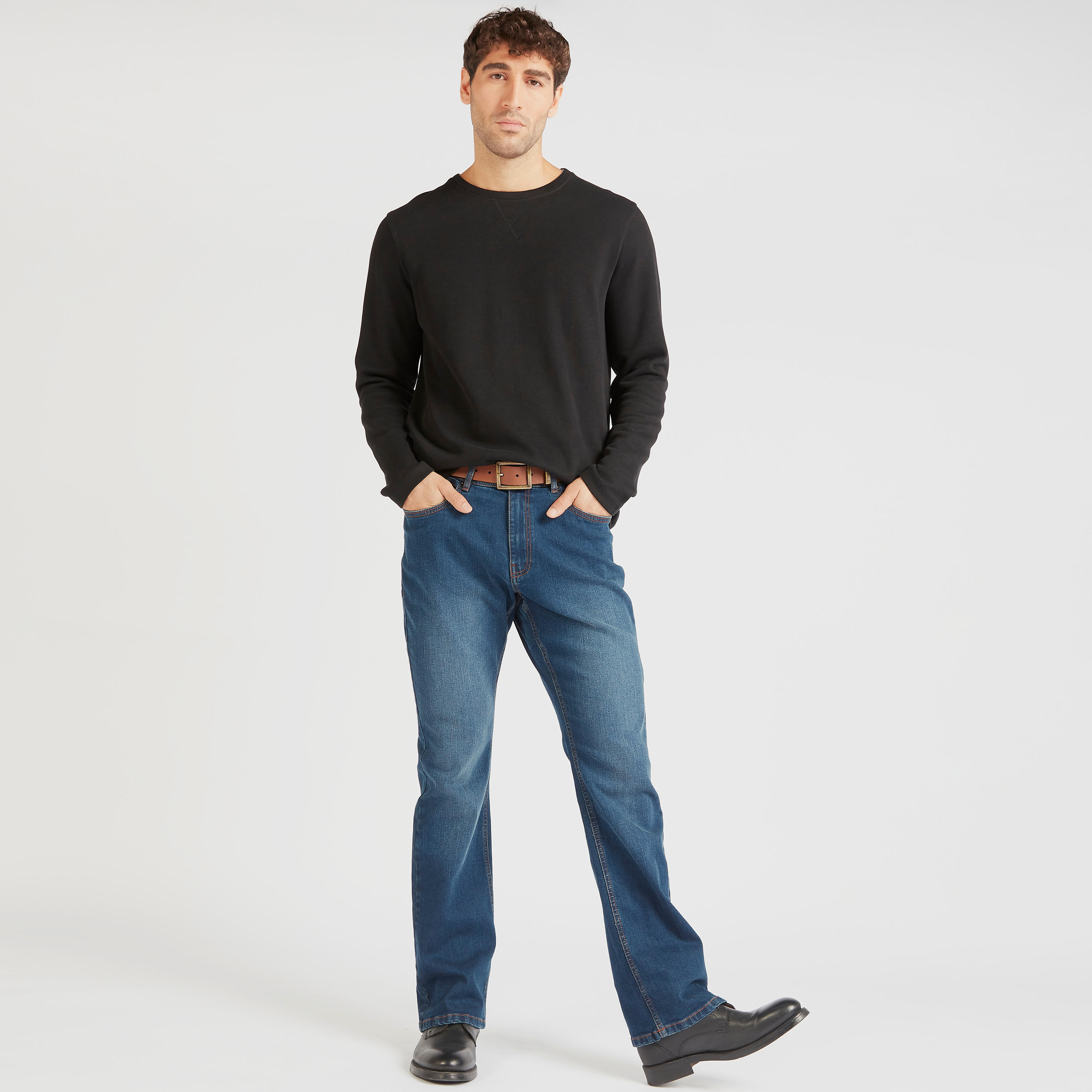 Solid Mid-Rise Jeans with Pockets and Button Closure-men-clothing-bottoms-jeans-image-2