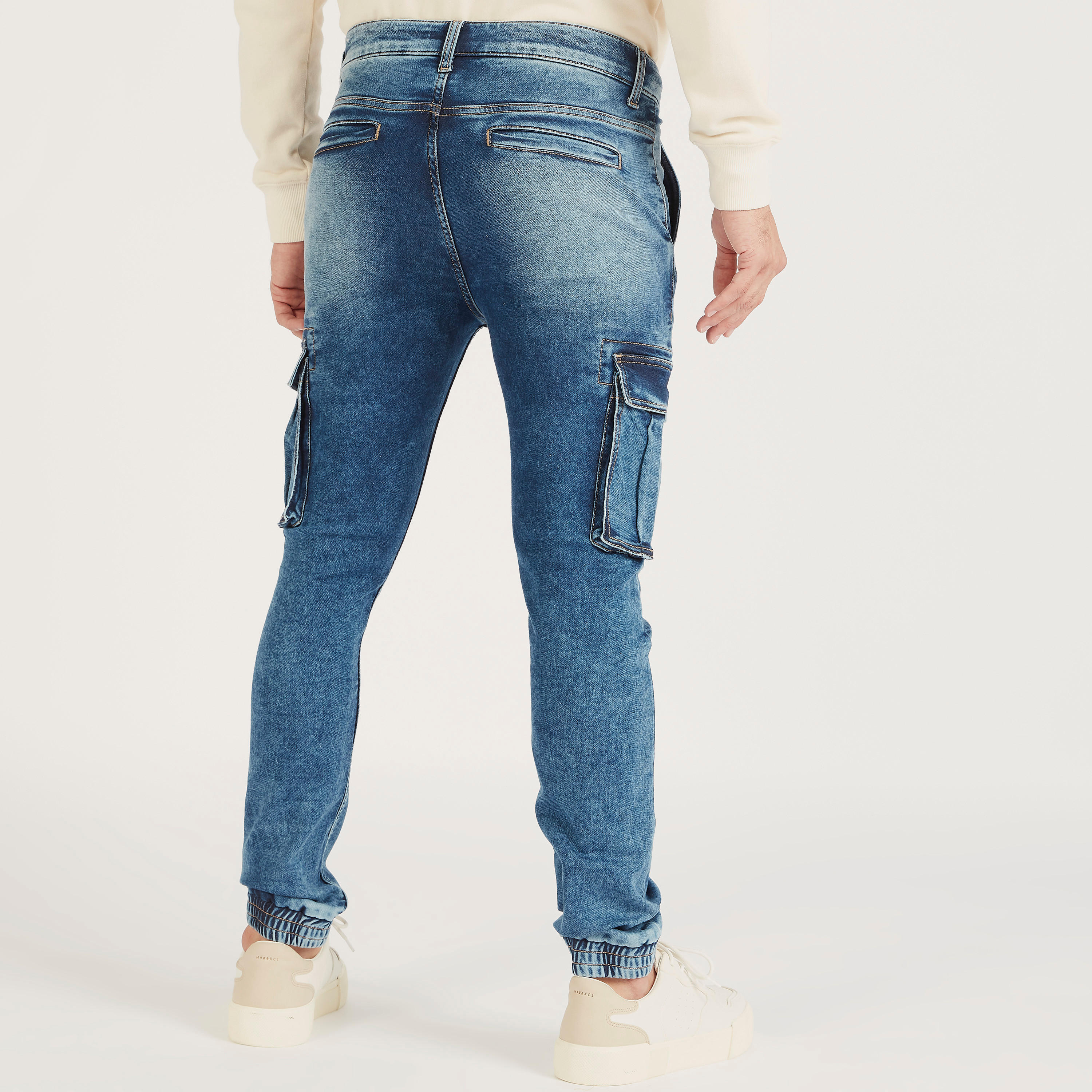 Solid Cargo Jeans with Button Closure and Pockets-men-clothing-bottoms-jeans-image-4