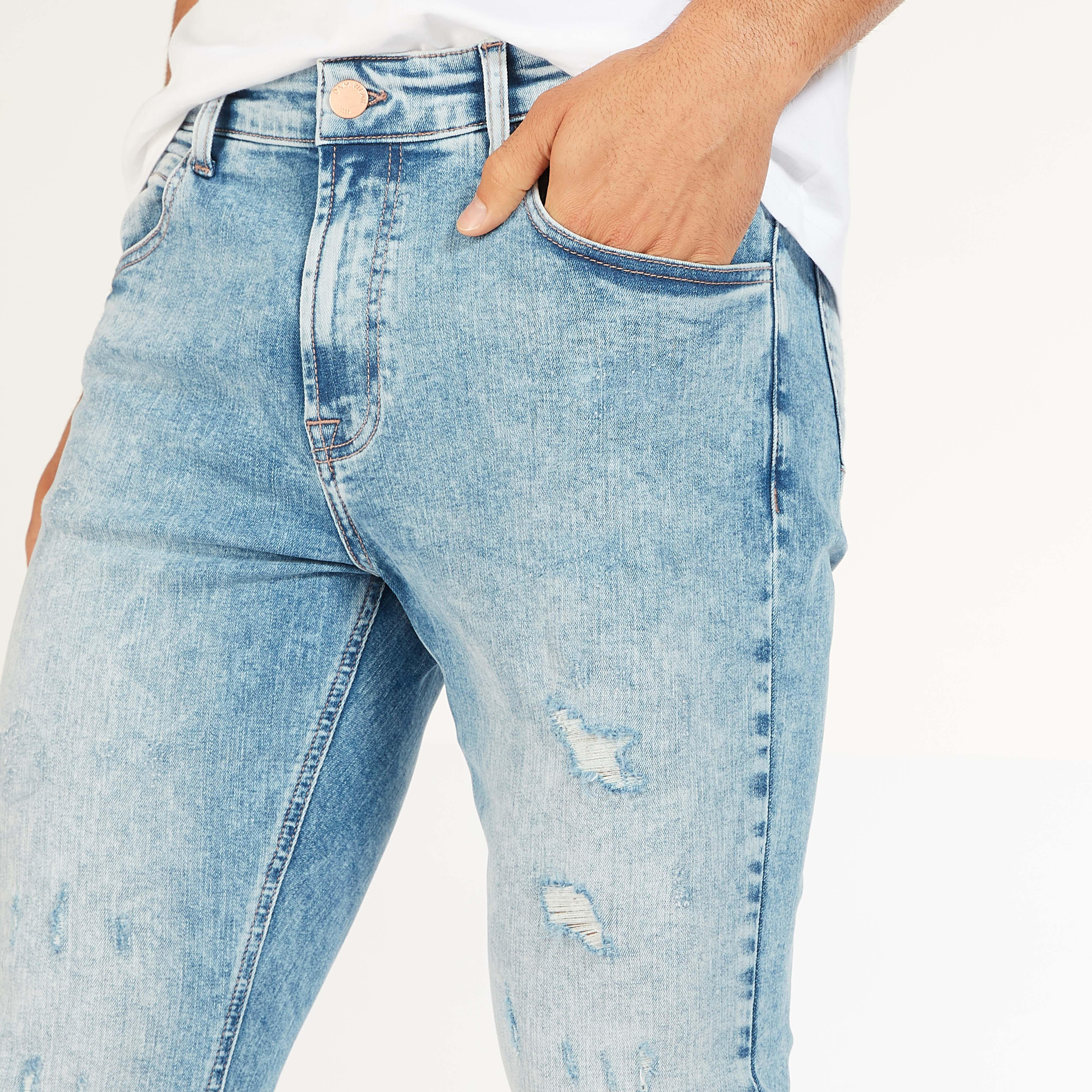 Ripped Denim Jeans with Button Closure and Pockets-men-clothing-bottoms-joggers-image-3
