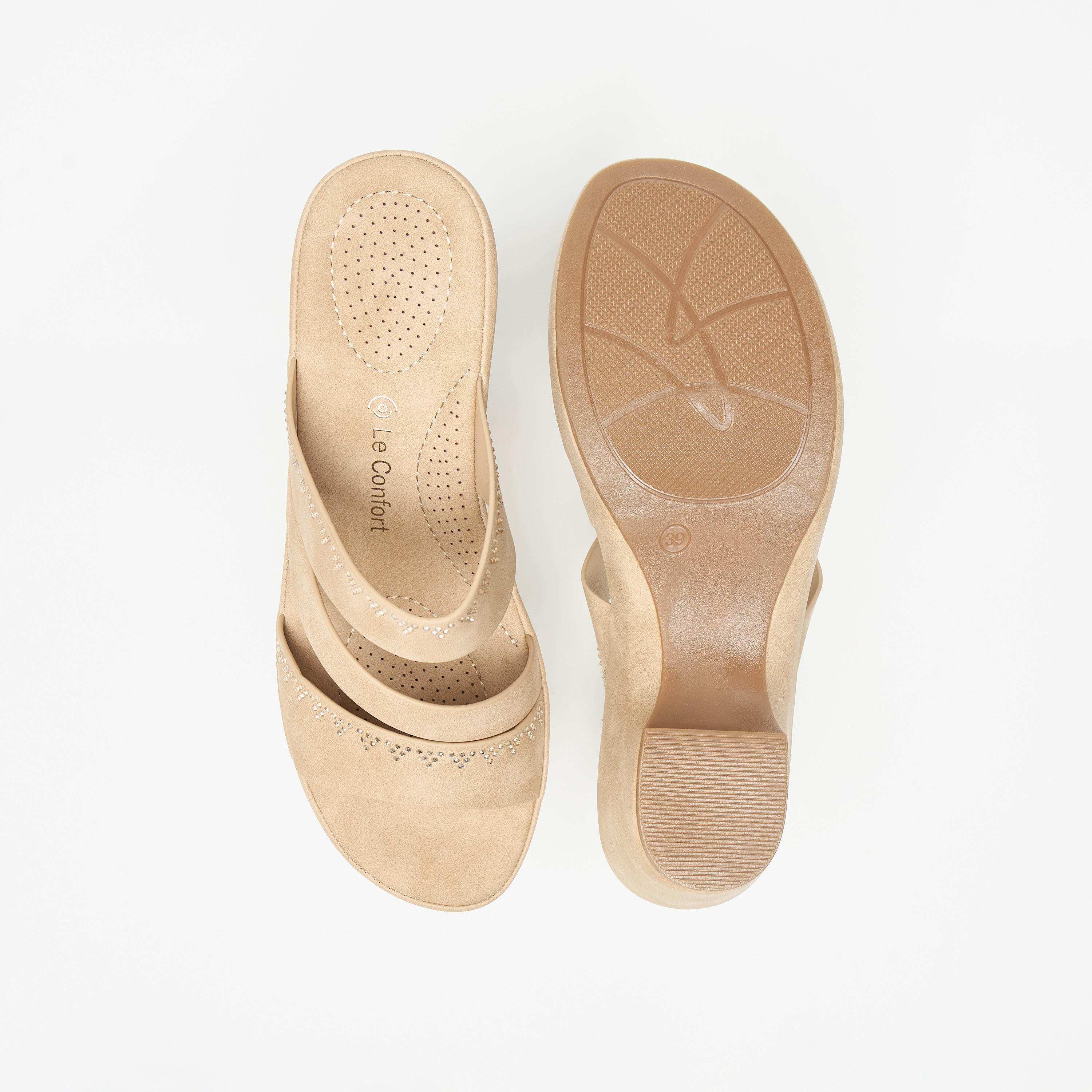 صندل مزيّن سهل الارتداء بكعب سميك من لو كونفورت-women-shoes-sandals-heeled-image-10