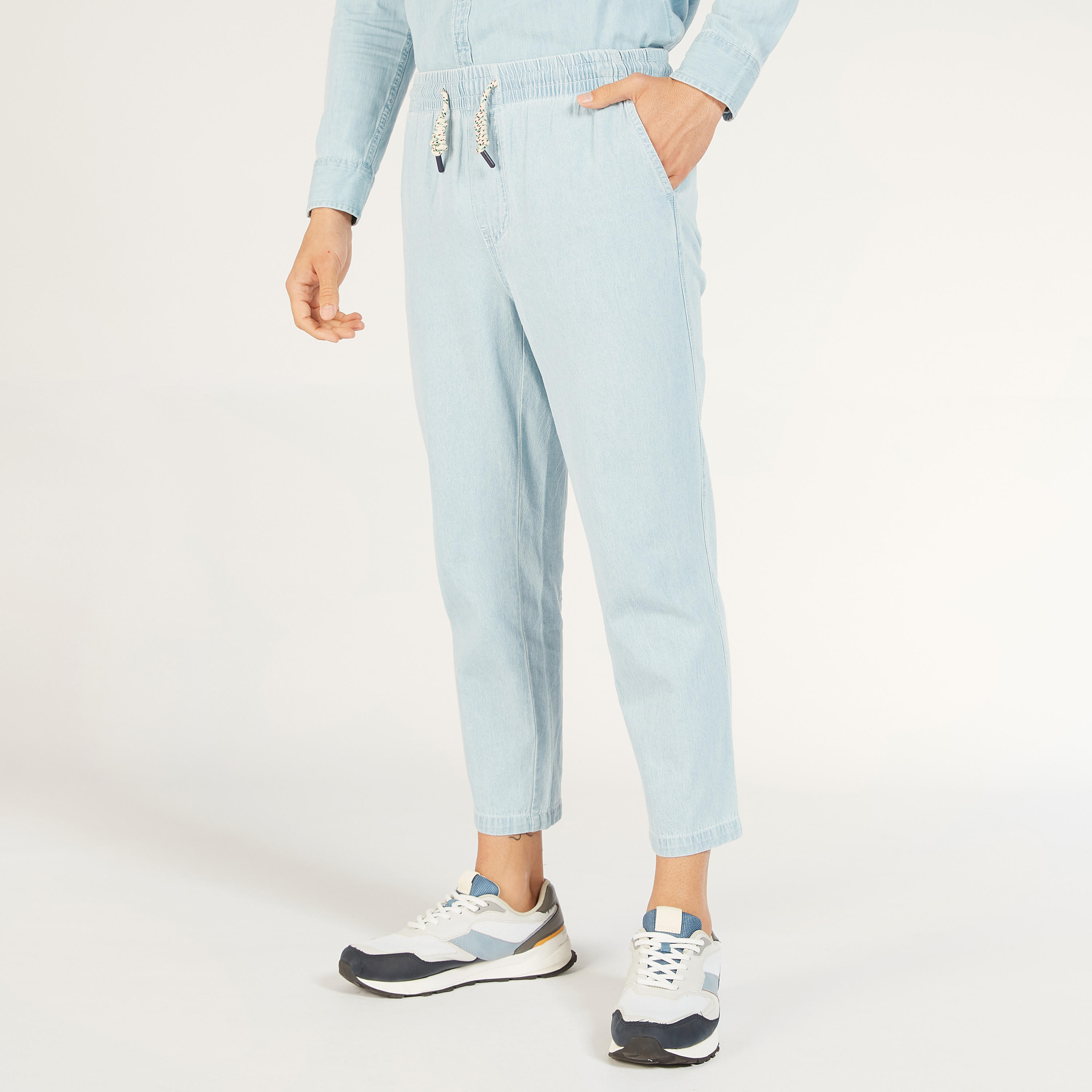 Solid Mid-Rise Cropped Jeans with Drawstring Closure and Pockets-men-clothing-bottoms-jeans-image-1