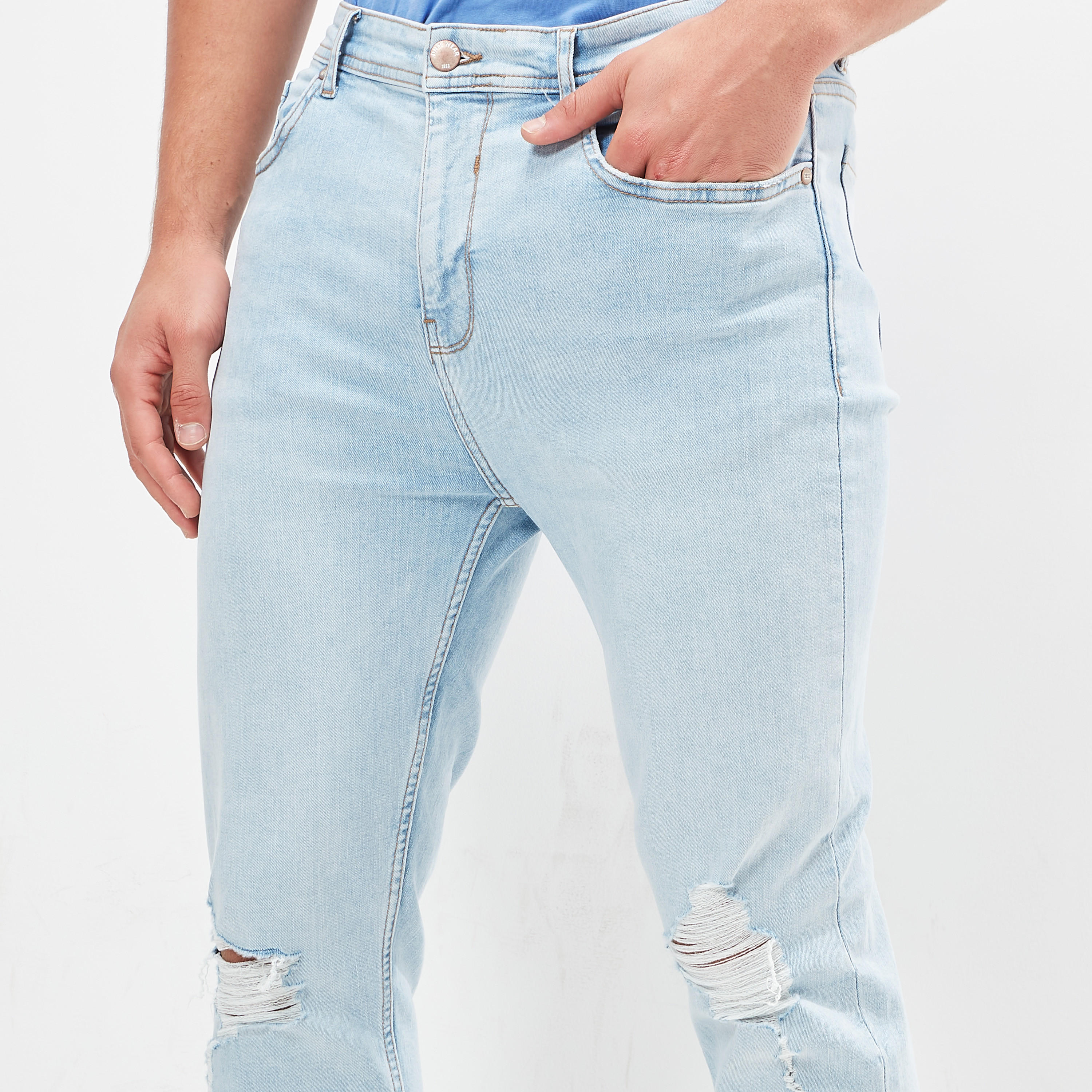 Ripped Slim Fit Cropped Jeans with Button Closure and Pockets-men-clothing-bottoms-jeans-image-5