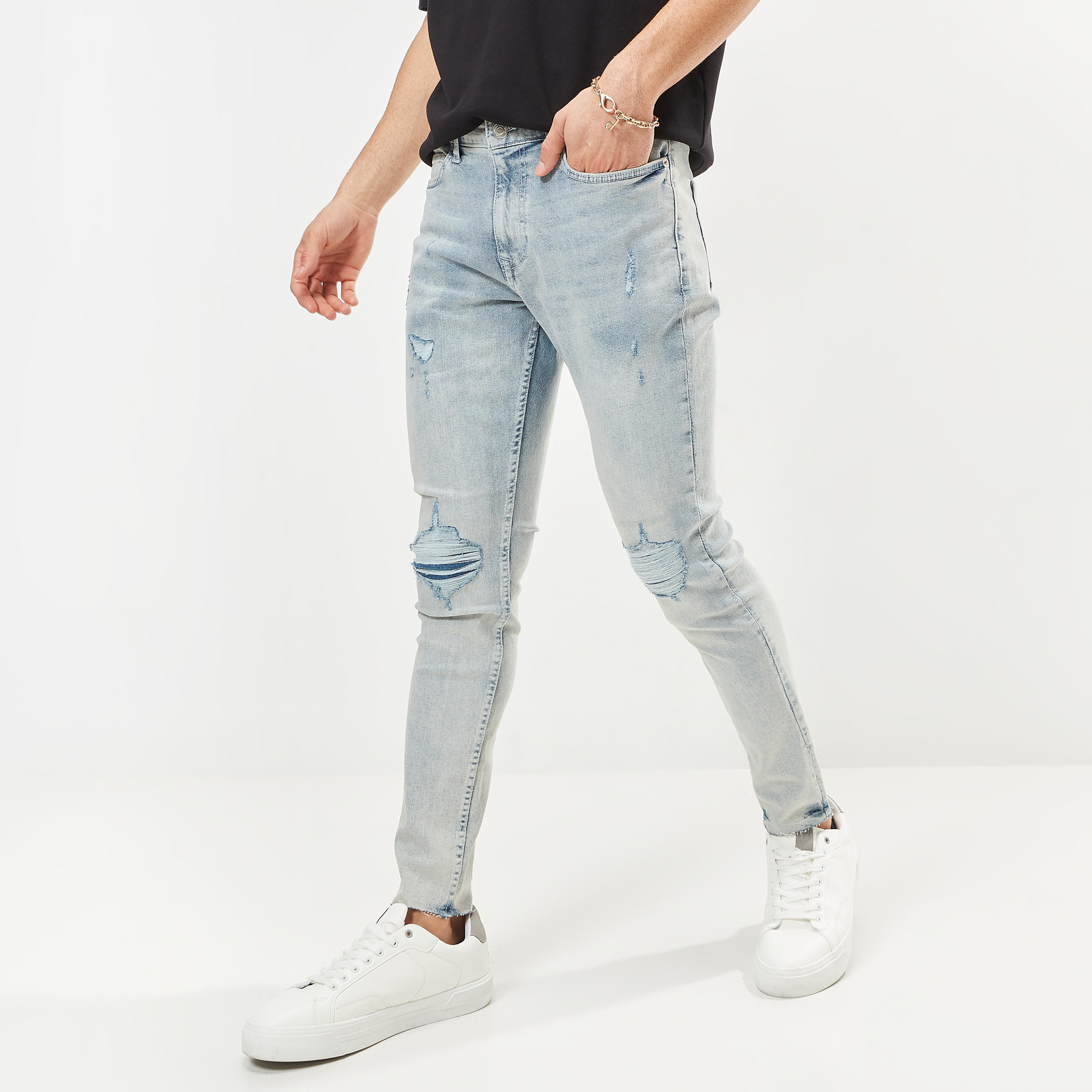 Ripped Carrot Fit Denim Jeans with Button Closure-men-clothing-bottoms-jeans-image-18