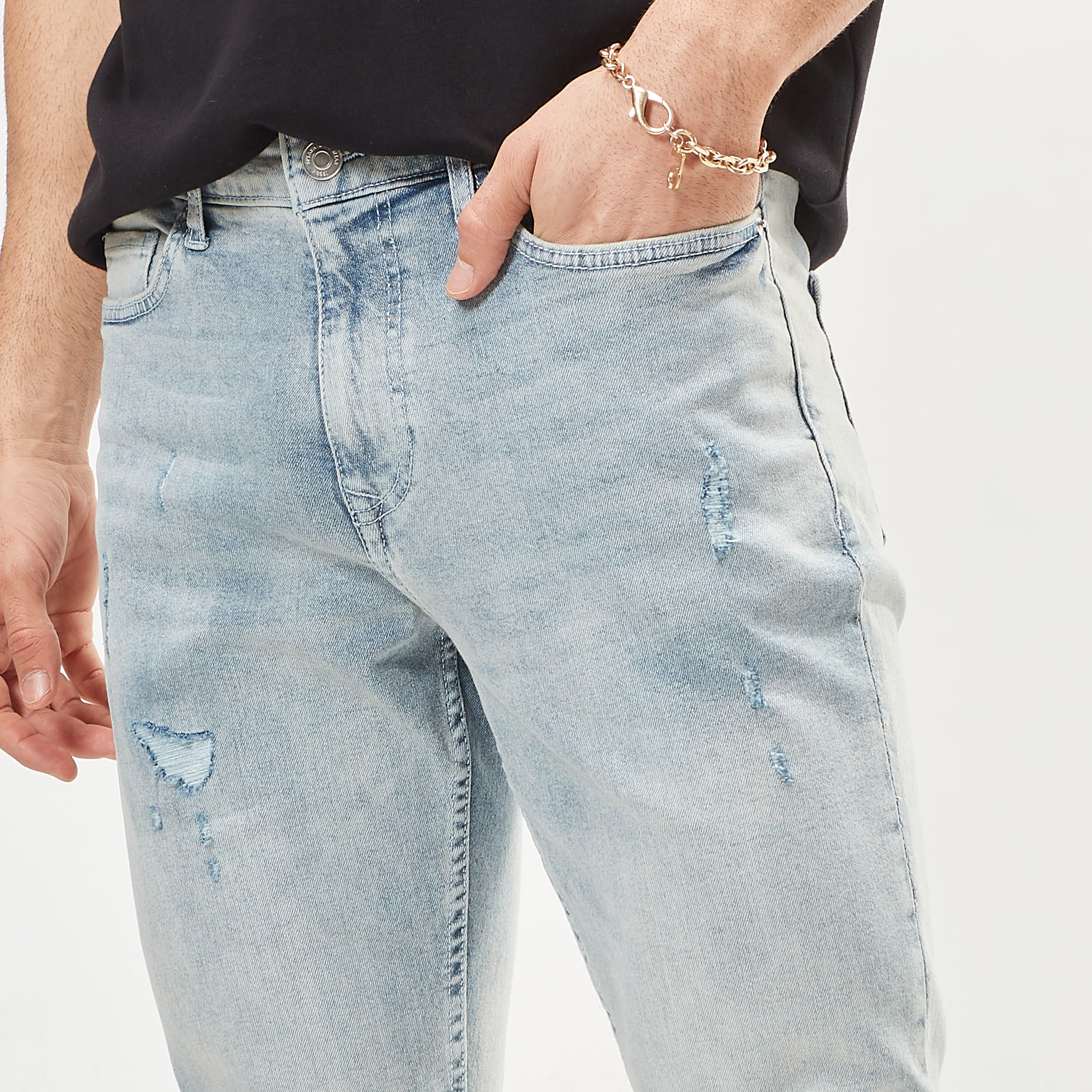 Ripped Carrot Fit Denim Jeans with Button Closure-men-clothing-bottoms-jeans-image-19