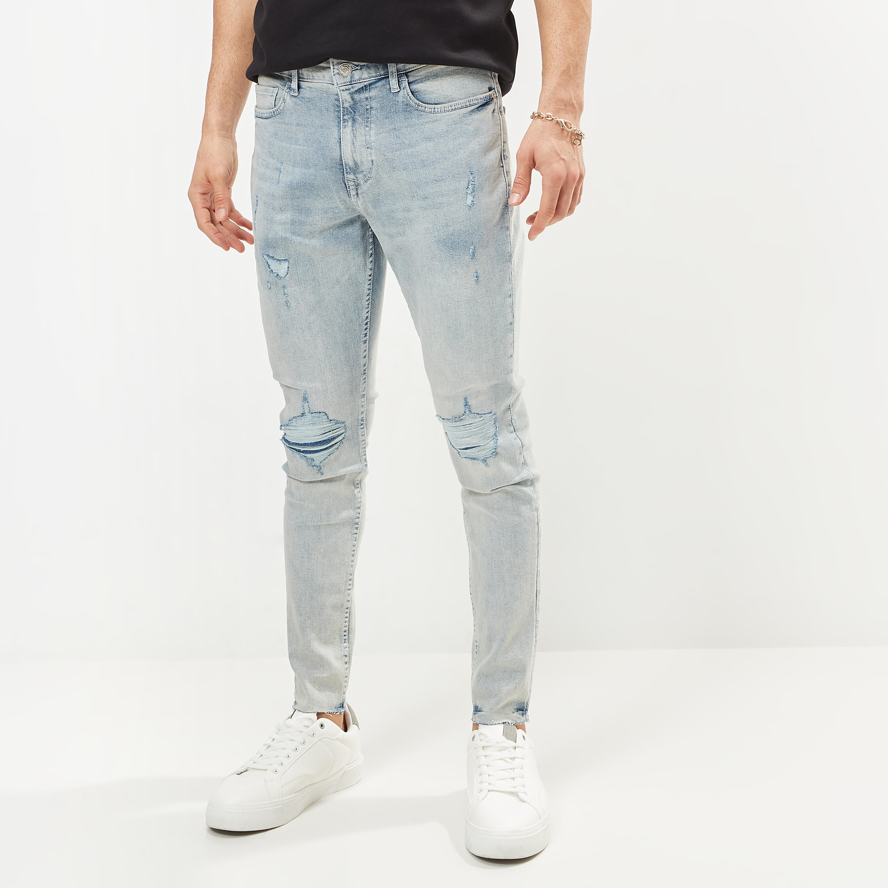 Ripped Carrot Fit Denim Jeans with Button Closure-men-clothing-bottoms-jeans-image-22