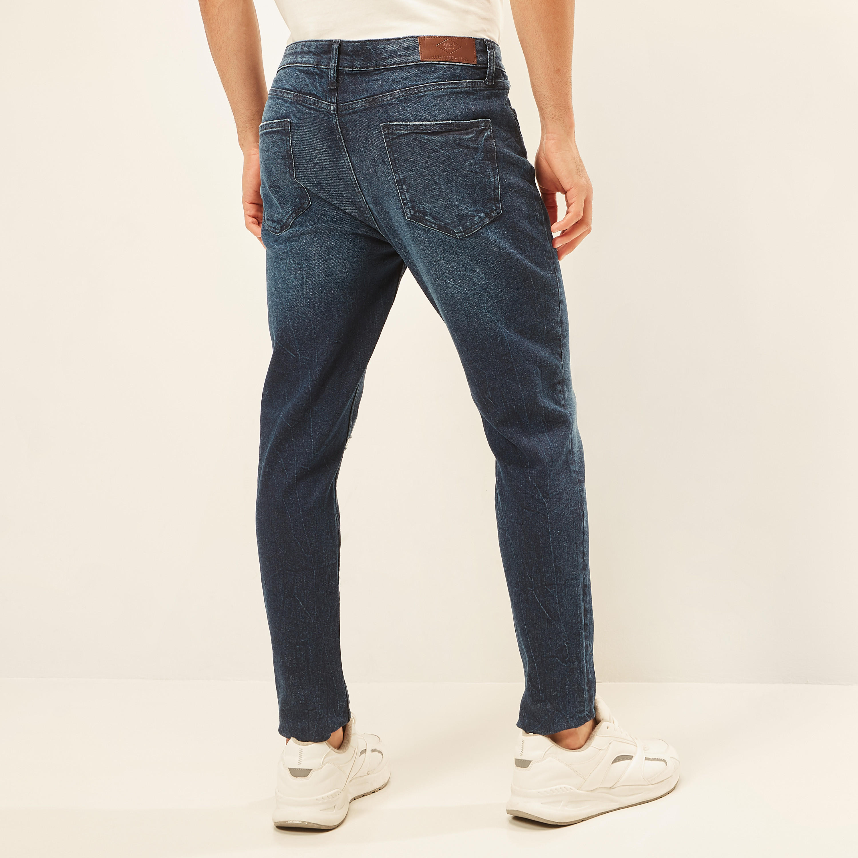 Ripped Carrot Fit Denim Jeans with Button Closure-men-clothing-bottoms-jeans-image-4