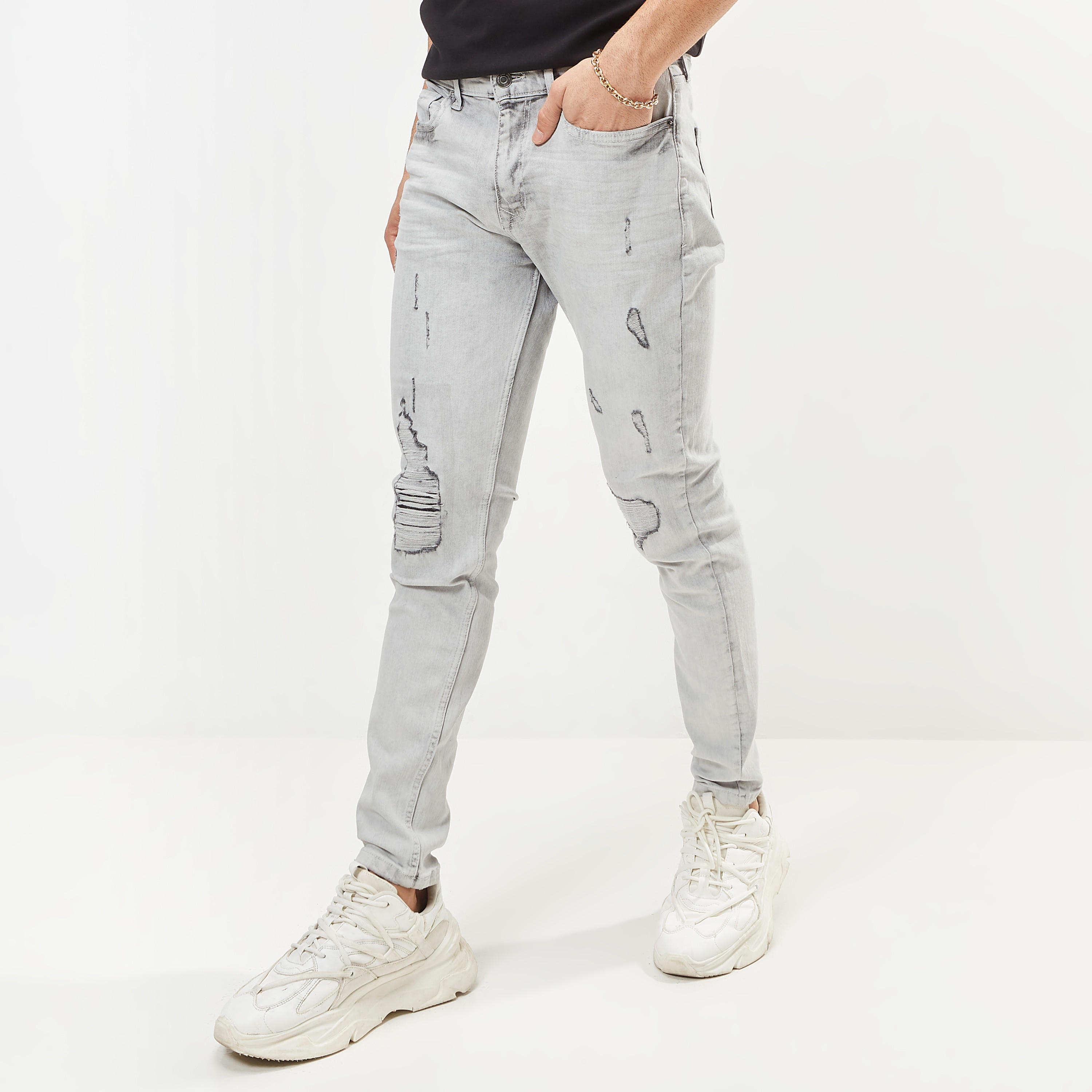 Ripped Carrot Fit Denim Jeans with Button Closure-men-clothing-bottoms-jeans-image-27