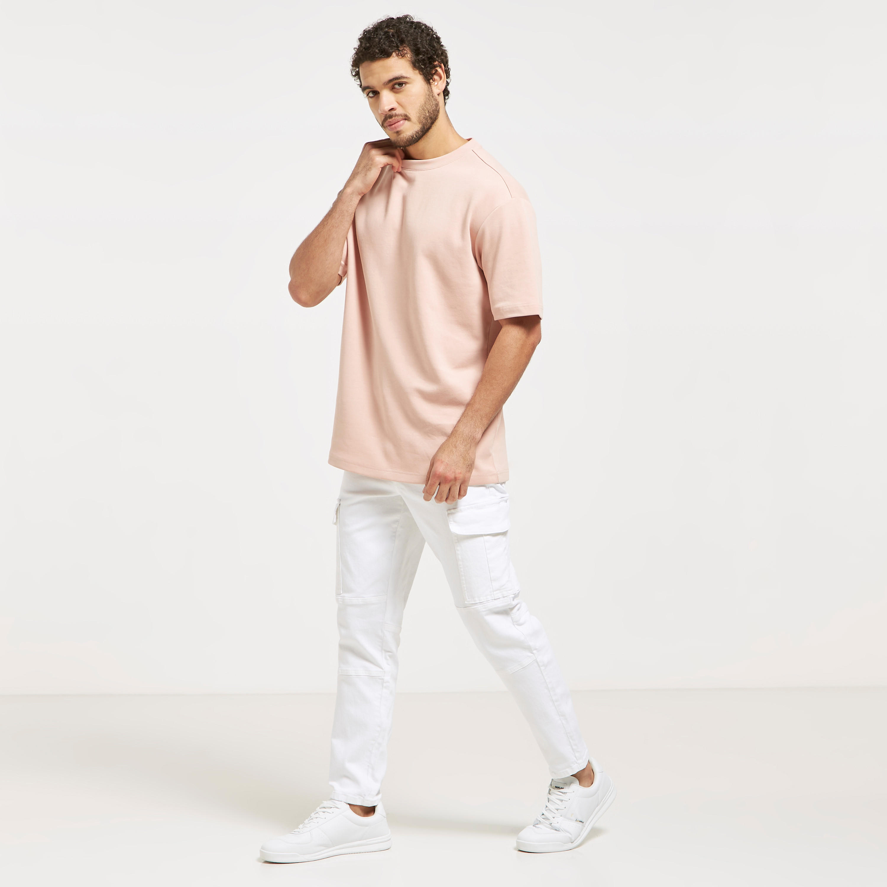 Solid Carrot Fit Cargo Jeans with Button Closure and Pockets-men-clothing-bottoms-jeans-image-2