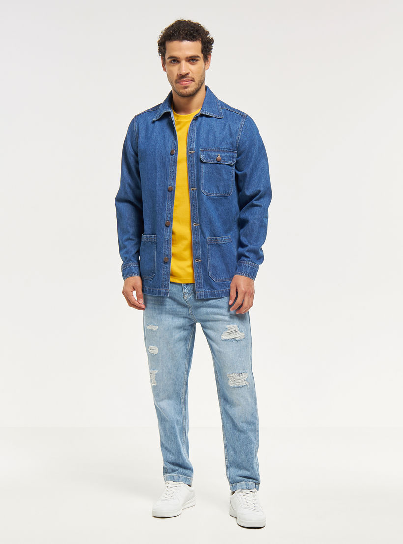 Ripped Detail Relaxed Fit Jeans with Pockets-men-clothing-bottoms-jeans-image-2